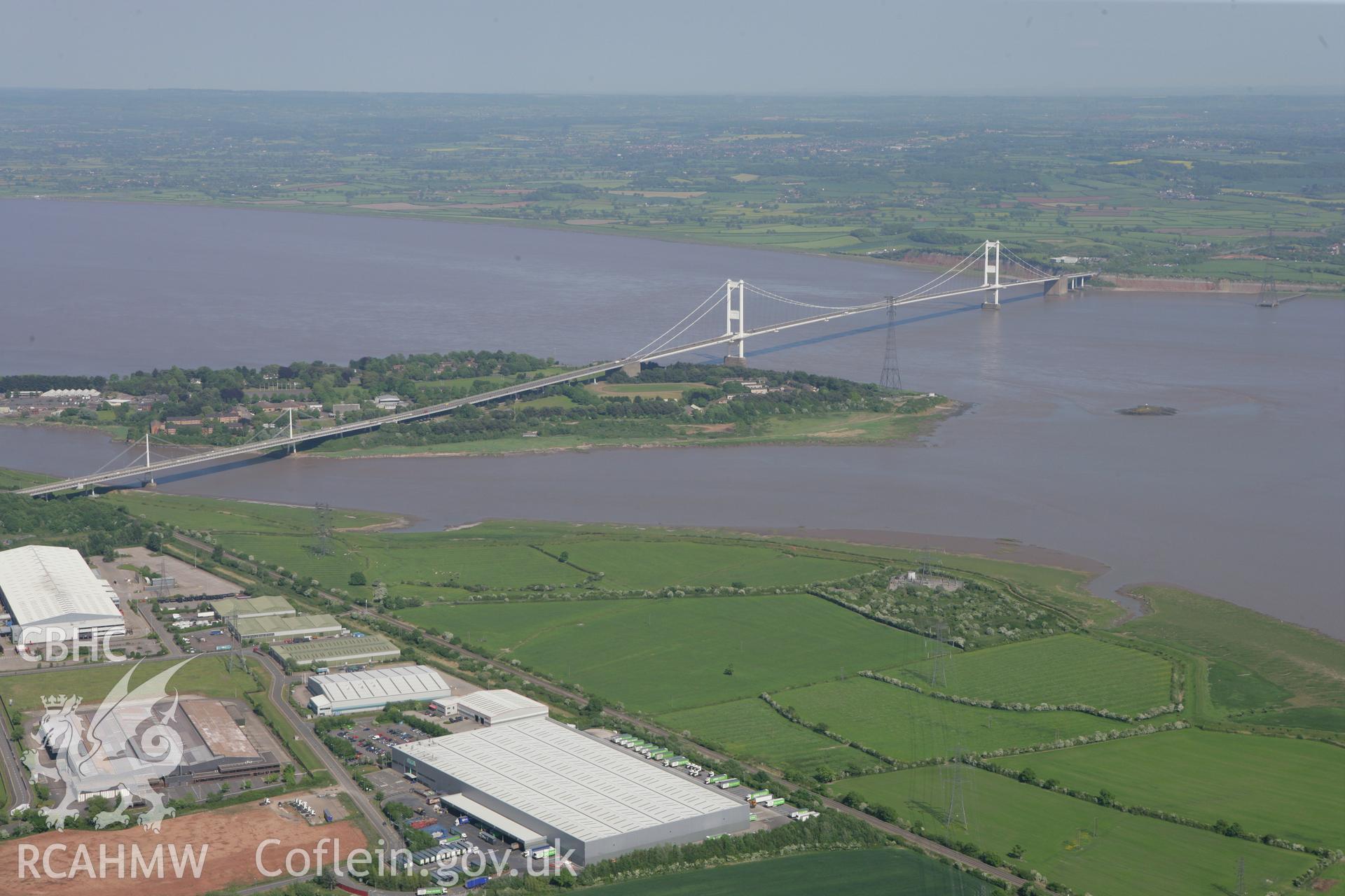 RCAHMW colour oblique photograph of Wye bridge and the Severn Road bridge. Taken by Toby Driver on 24/05/2010.