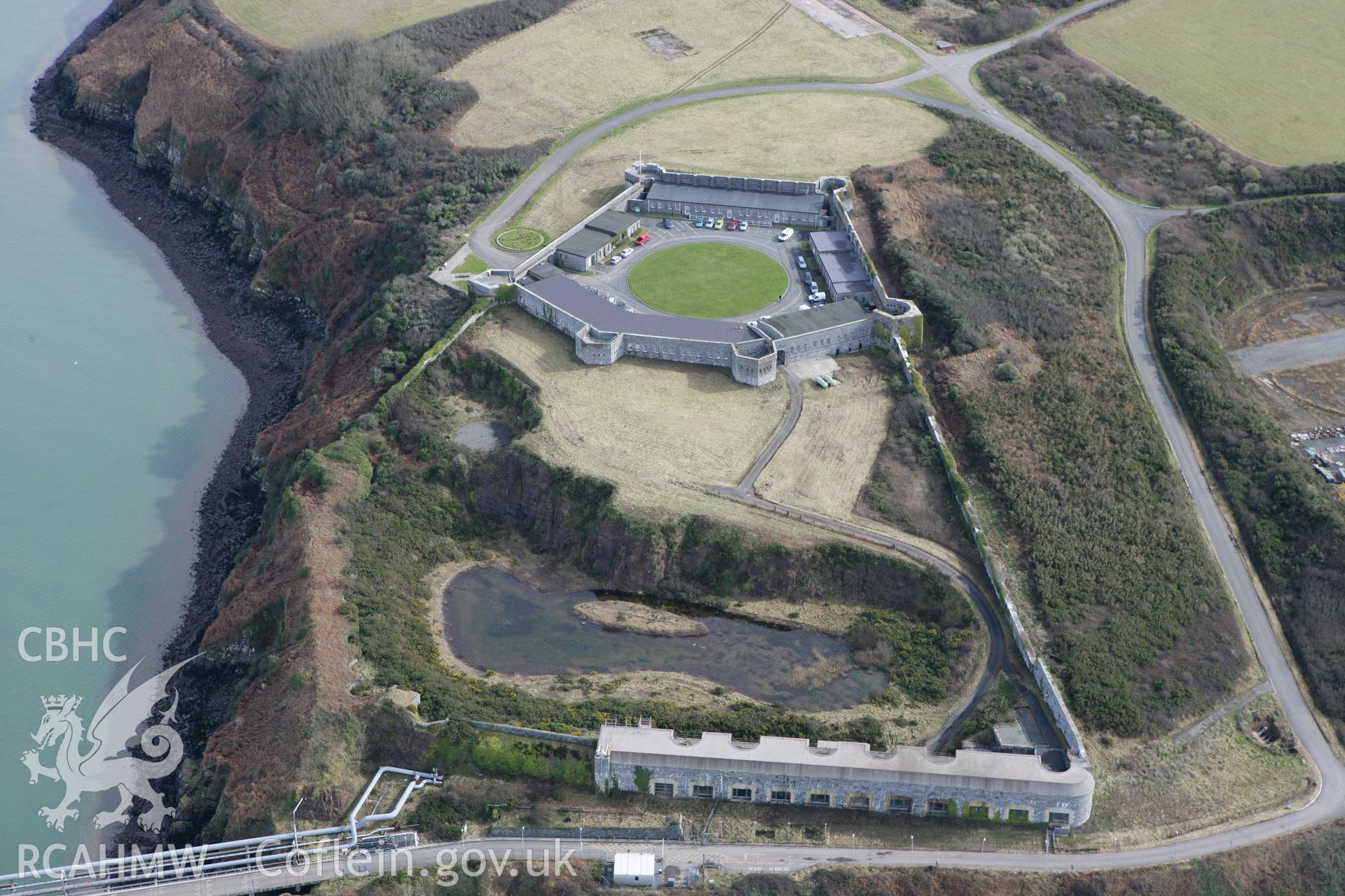 RCAHMW colour oblique aerial photograph of Fort Popton. Taken on 02 March 2010 by Toby Driver