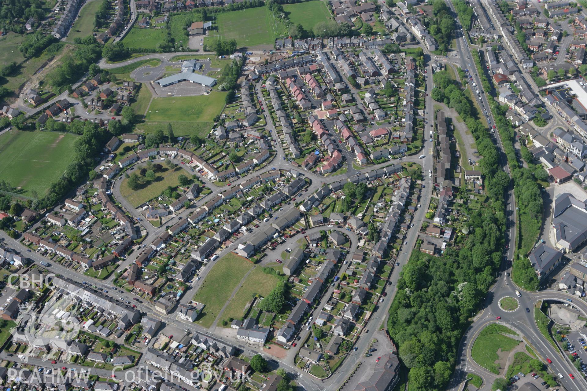 RCAHMW colour oblique photograph of Padre Pio Roman Catholic Primary School, Pontypool. Taken by Toby Driver on 24/05/2010.