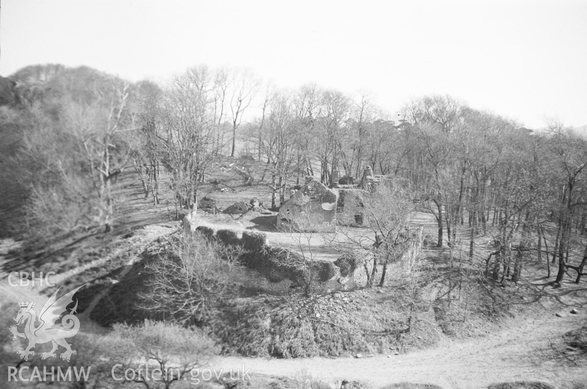 Digital copy of a nitrate negative showing Candleston Castle, Merthyr Mawr. From the Cadw Monuments in Care Collection.