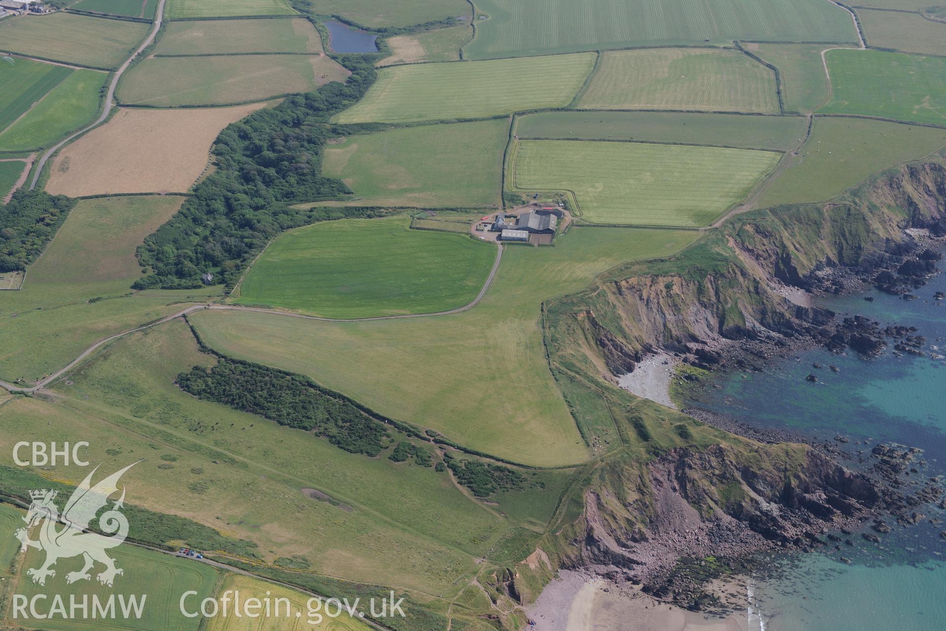 Great Castle Head Promontory Fort, near Dale. Oblique aerial photograph taken during the Royal Commission?s programme of archaeological aerial reconnaissance by Toby Driver on 16th July 2013.