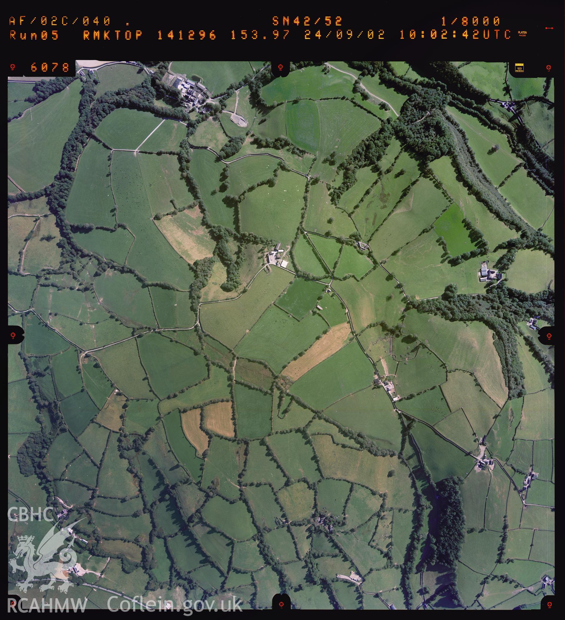 Digital copy of an Ordnance Survey aerial view of Meidrim dated 2002.