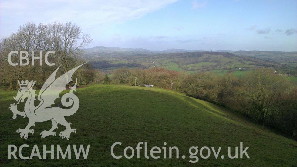 Digital colour photograph of the Craig-y-Dorth battlefield. Photographed during Phase Three of the Welsh Battlefield Metal Detector Survey, carried out by Archaeology Wales, 2012-2014. Project code: 2041 - WBS/12/SUR.