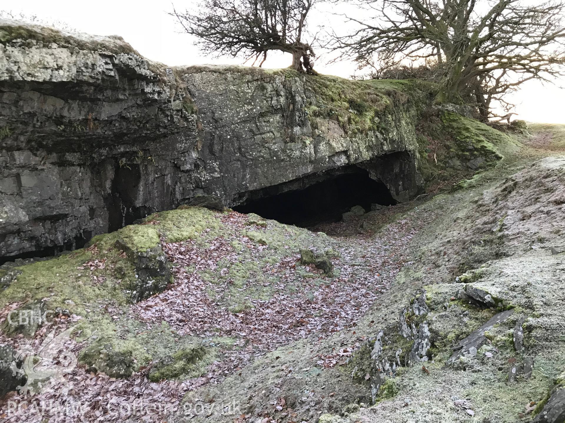 Detailed view showing the exterior of Craig y Fron stone quarry, Bala. Colour photograph taken by Paul R. Davis on 2nd January 2019.