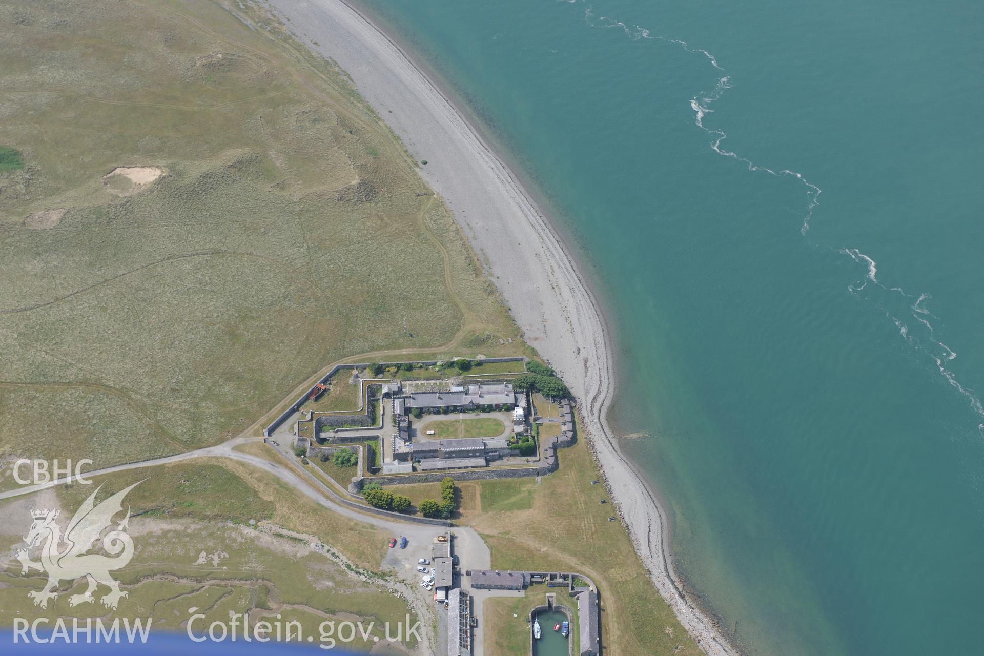 Fort Belan, Llandwrog. Oblique aerial photograph taken during the Royal Commission?s programme of archaeological aerial reconnaissance by Toby Driver on 12th July 2013.