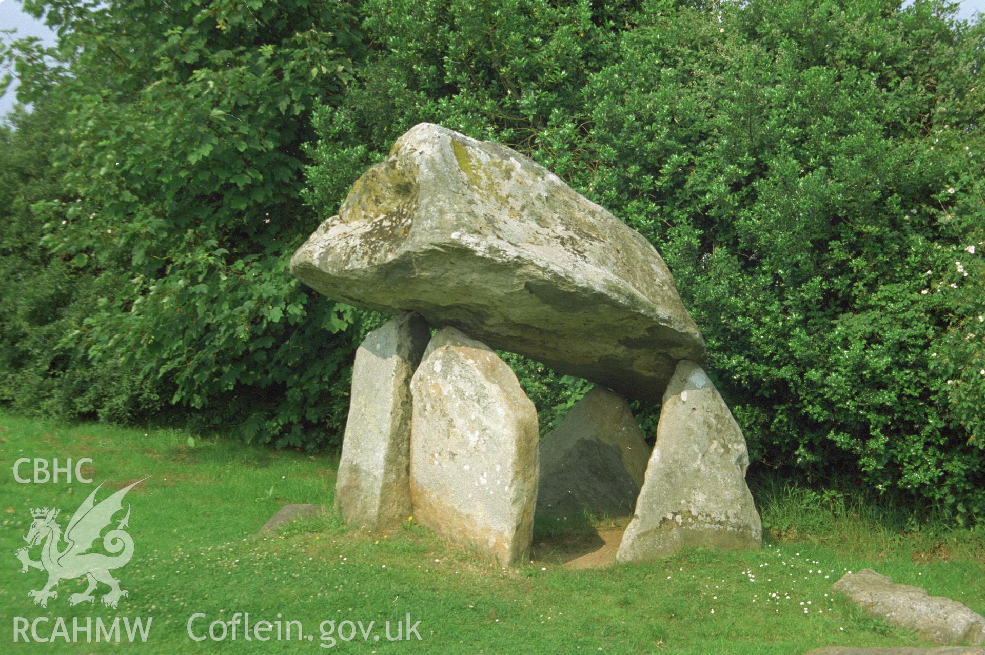 View of Bodowyr Burial Chamber.