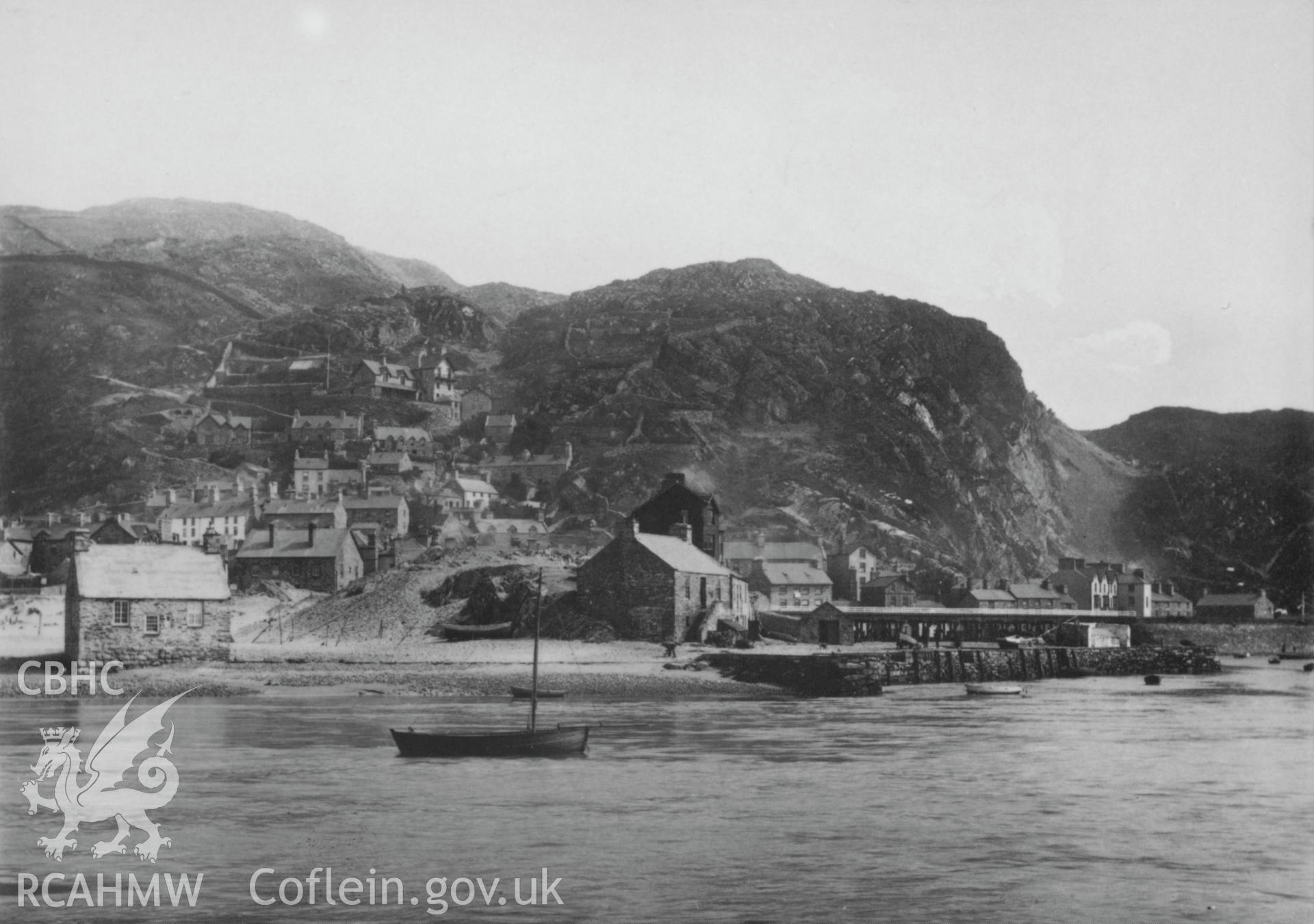 Digital copy of post card with a view of Barmouth circa 1890 published by Gwynedd Archive and Museum Services.