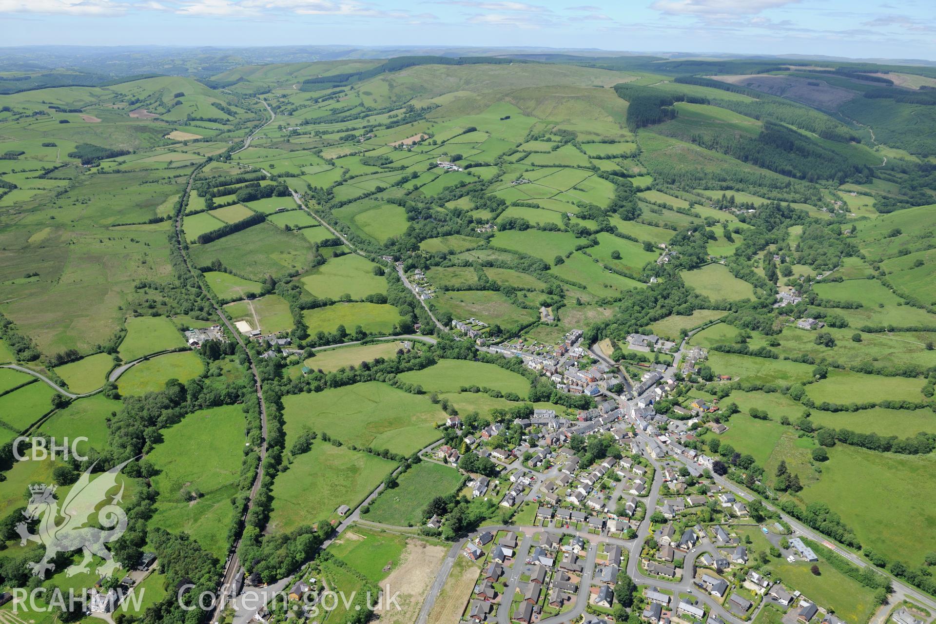 Llanwrtyd Wells. Oblique aerial photograph taken during the Royal Commission's programme of archaeological aerial reconnaissance by Toby Driver on 30th June 2015.
