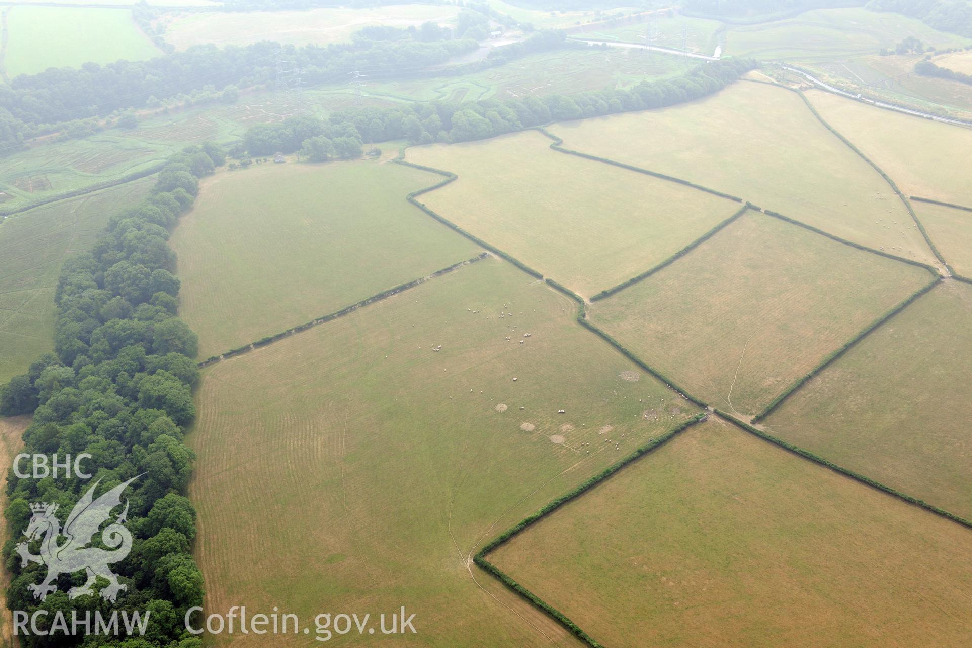 Royal Commission aerial photography of East Orchard Wood recorded during drought conditions on 22nd July 2013.