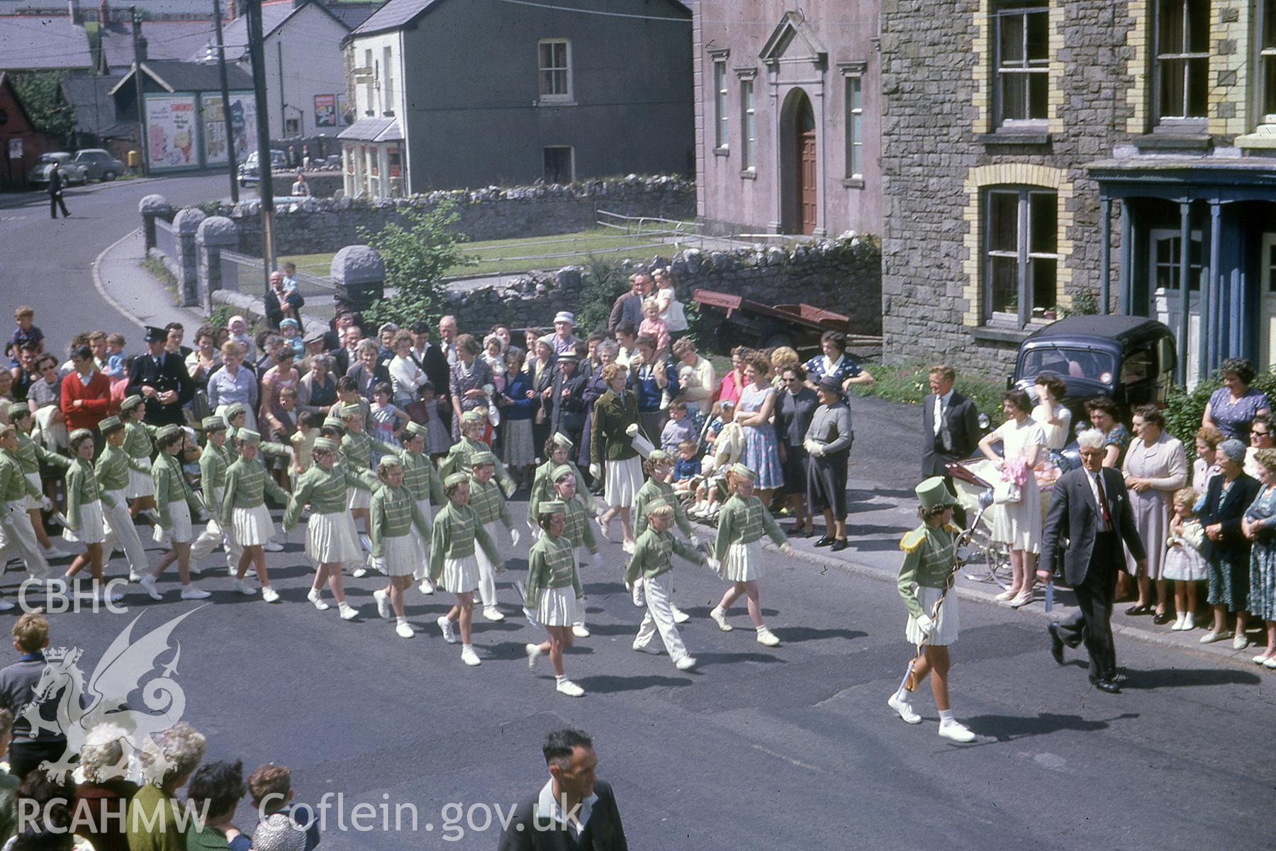 View of carnival scene in Llandybie scanned from a photo taken by Dylan Rees, 1975-1983