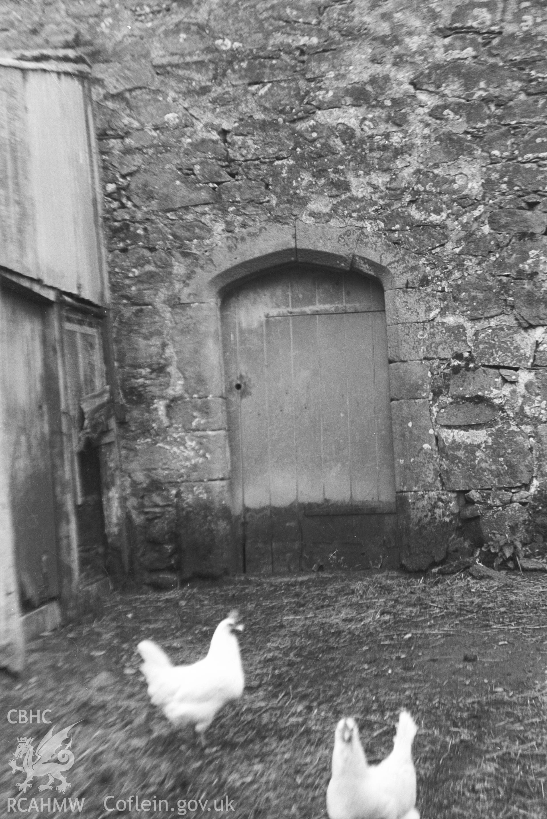 Digital copy of a nitrate negative showing the barn at Cochwillan.