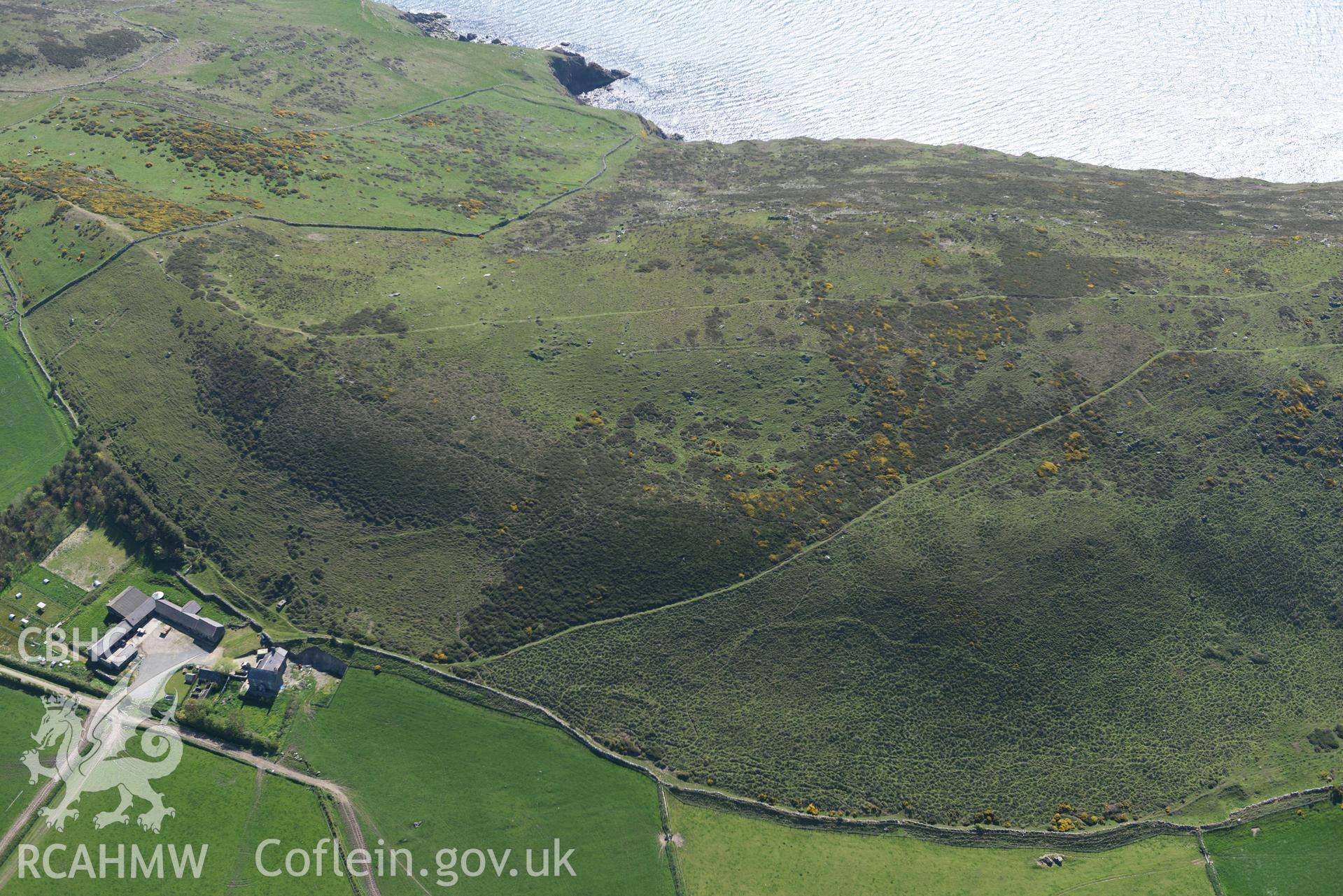 Aerial photography of Mynydd y Graig taken on 3rd May 2017.  Baseline aerial reconnaissance survey for the CHERISH Project. ? Crown: CHERISH PROJECT 2017. Produced with EU funds through the Ireland Wales Co-operation Programme 2014-2020. All material made freely available through the Open Government Licence.