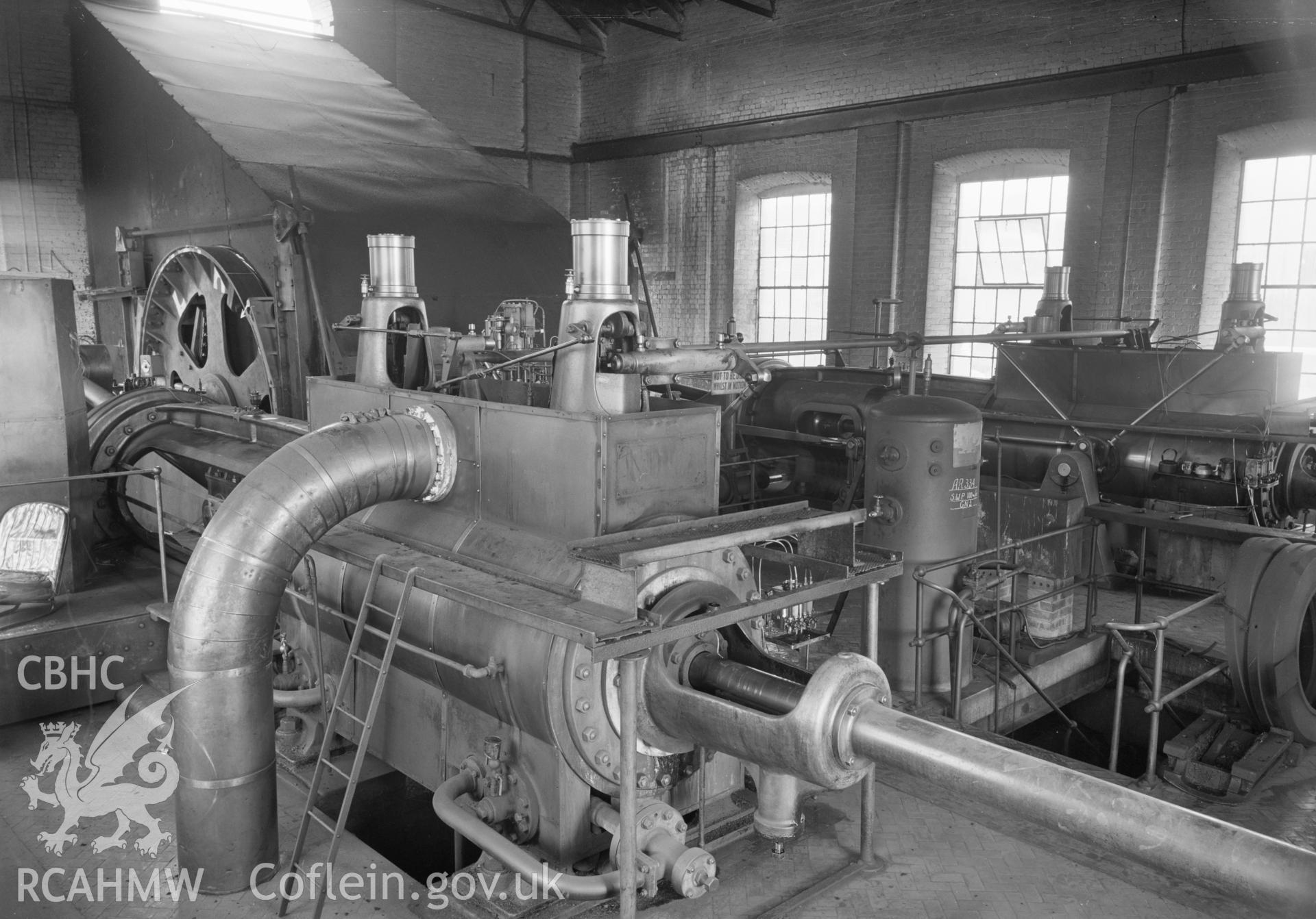 Digital copy of an acetate negative showing steam winding engine at Cefncoed Colliery, made by Markham Ltd. 1911, taken by John Cornwell.