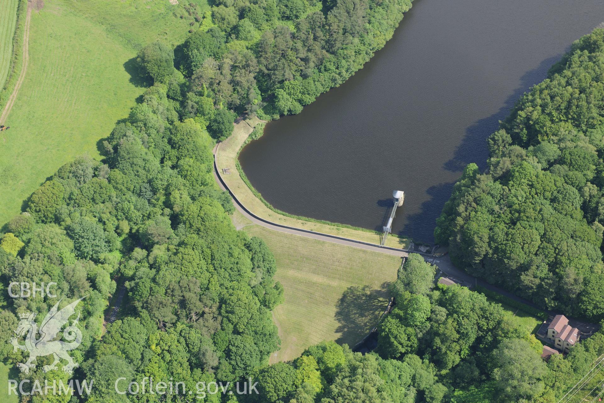 Carmarthenshire Tramroad and the Llanelly and Mynydd Mawr Railway. Oblique aerial photograph taken during the Royal Commission's programme of archaeological aerial reconnaissance by Toby Driver on 19th June 2015.