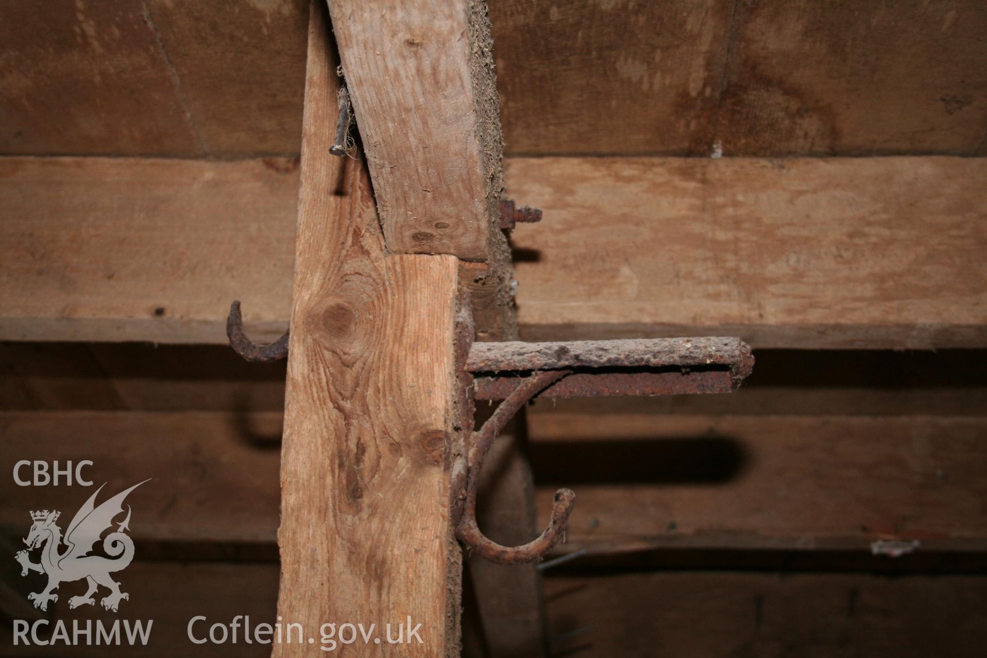 Photographic survey showing interior of Trehilyn stable/ granary/ cowhouse range by Geoff Ward, 2011.