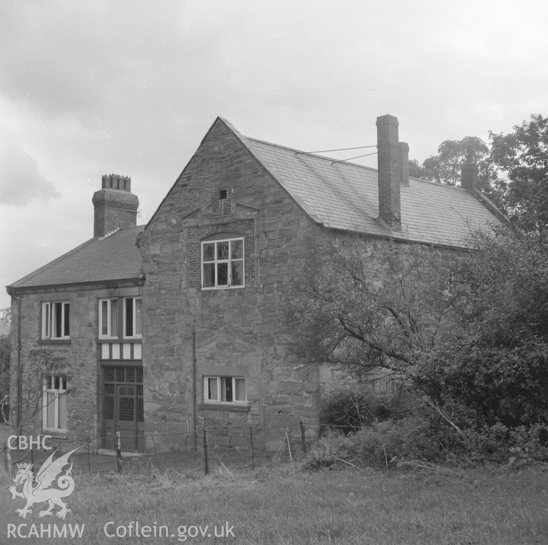 Digital copy of a black and white nitrate negative showing exterior view of Llyseurgain;Northop Hall Farmhouse.