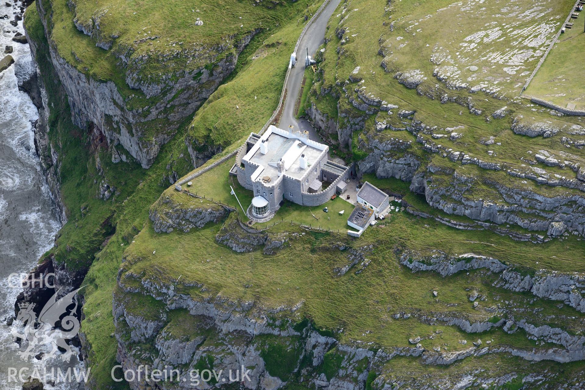 Great Orme Lighthouse. Oblique aerial photograph taken during the Royal Commission's programme of archaeological aerial reconnaissance by Toby Driver on 30th July 2015.