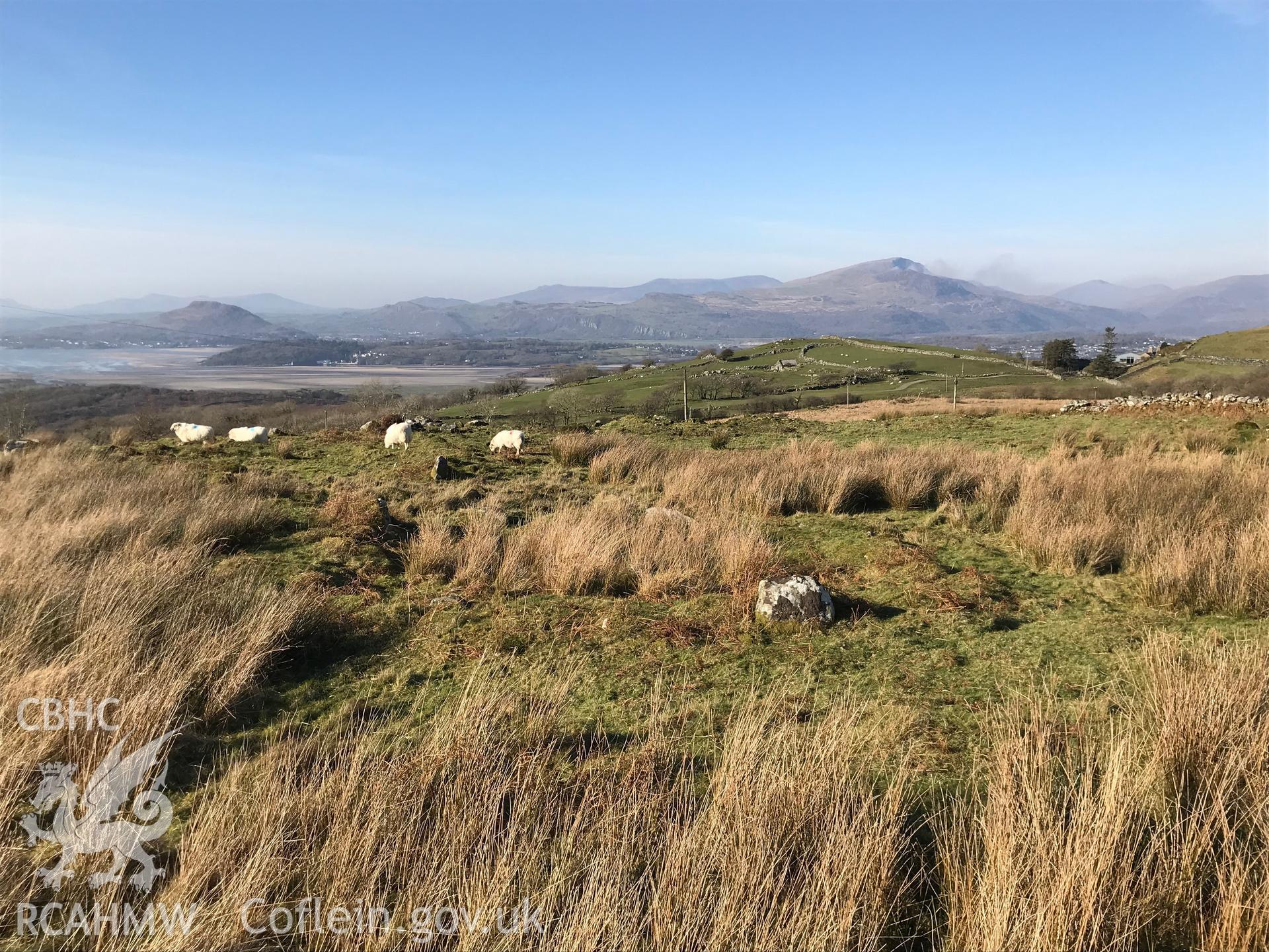 Digital colour photograph of Moel-y-Glo hut group, Talsarnau, taken by Paul R. Davis on 15th February 2019.