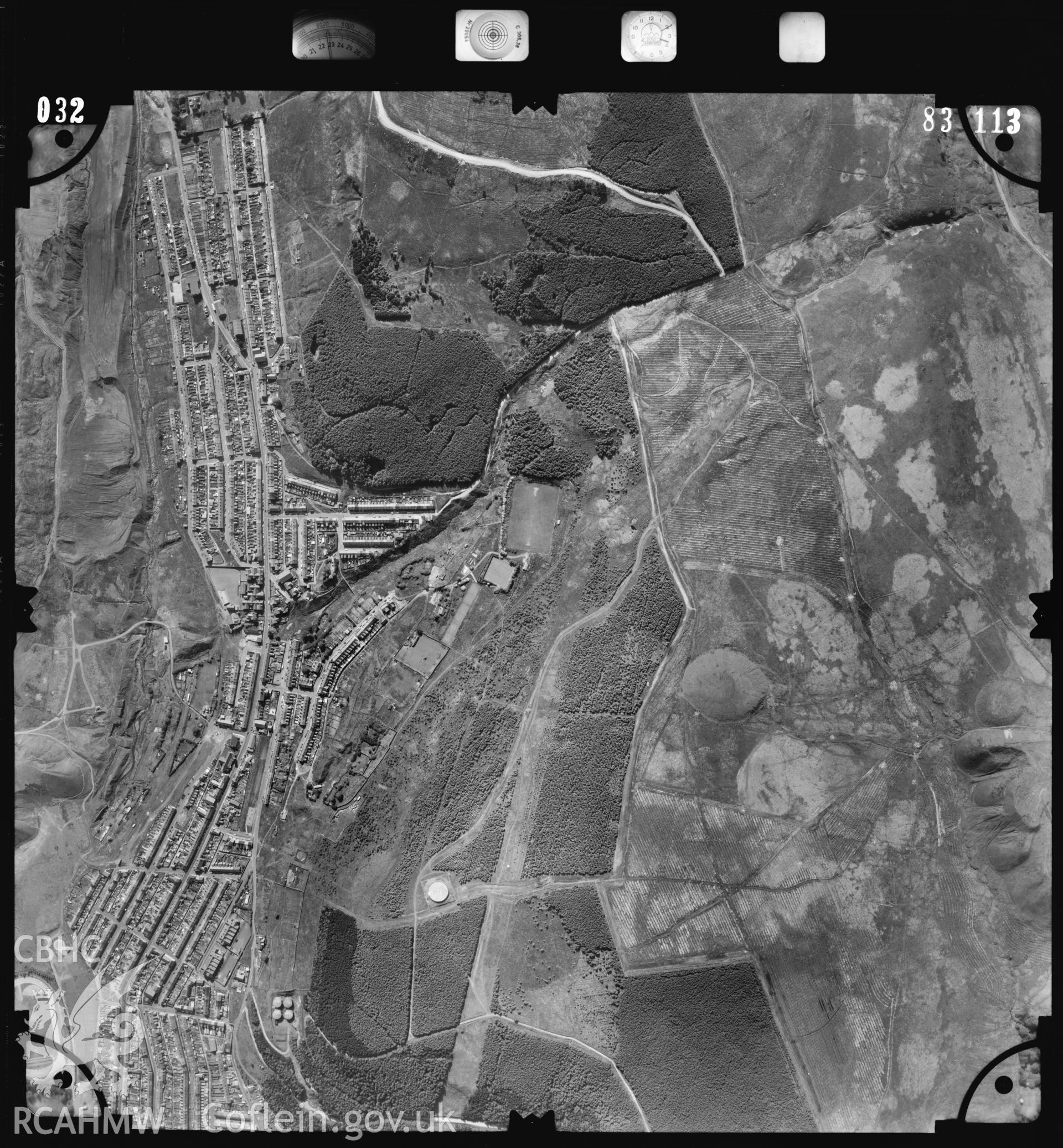 Digital copy of an Ordnance Survey aerial view of Clydach Vale.