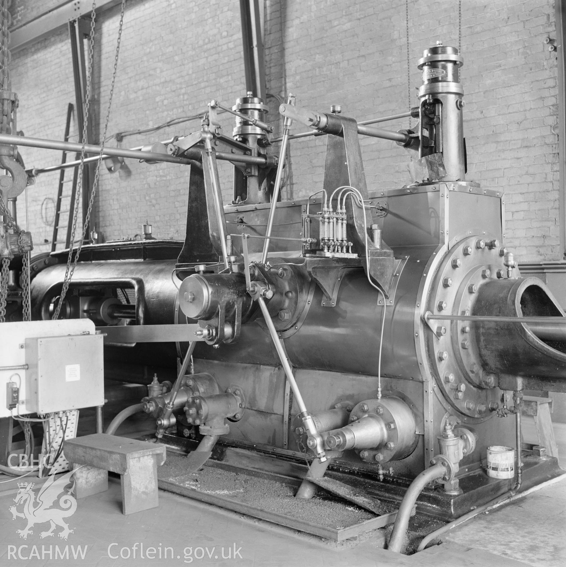 Digital copy of an acetate negative showing steam winder at Cefncoed Colliery, from the John Cornwell Collection.