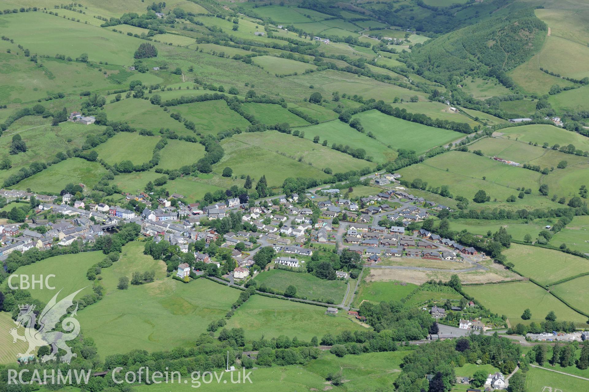Llanwrtyd Wells. Oblique aerial photograph taken during the Royal Commission's programme of archaeological aerial reconnaissance by Toby Driver on 30th June 2015.