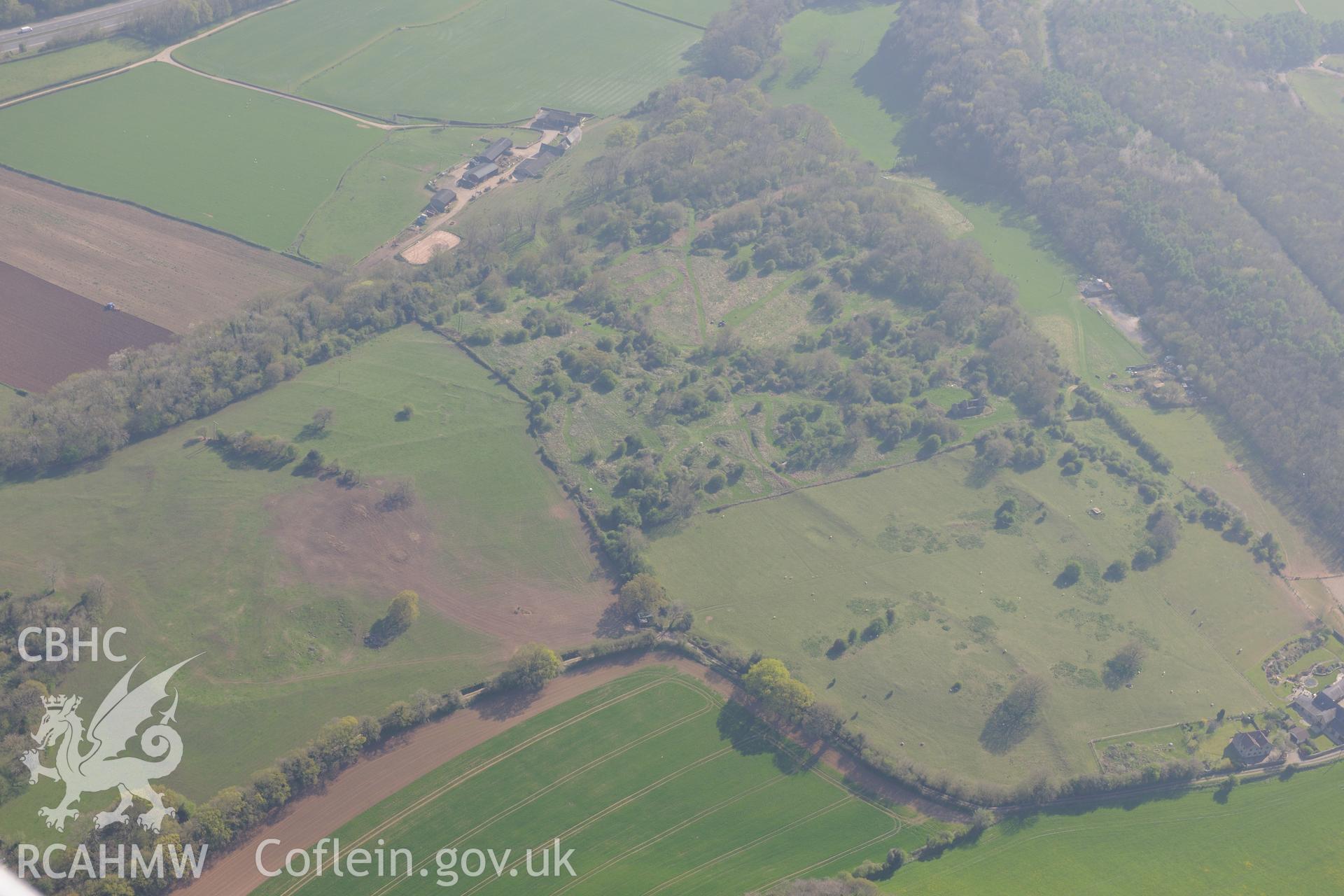 Runston chapel, manor house, farm barn, building complex and medieval village. Oblique aerial photograph taken during the Royal Commission's programme of archaeological aerial reconnaissance by Toby Driver on 21st April 2015