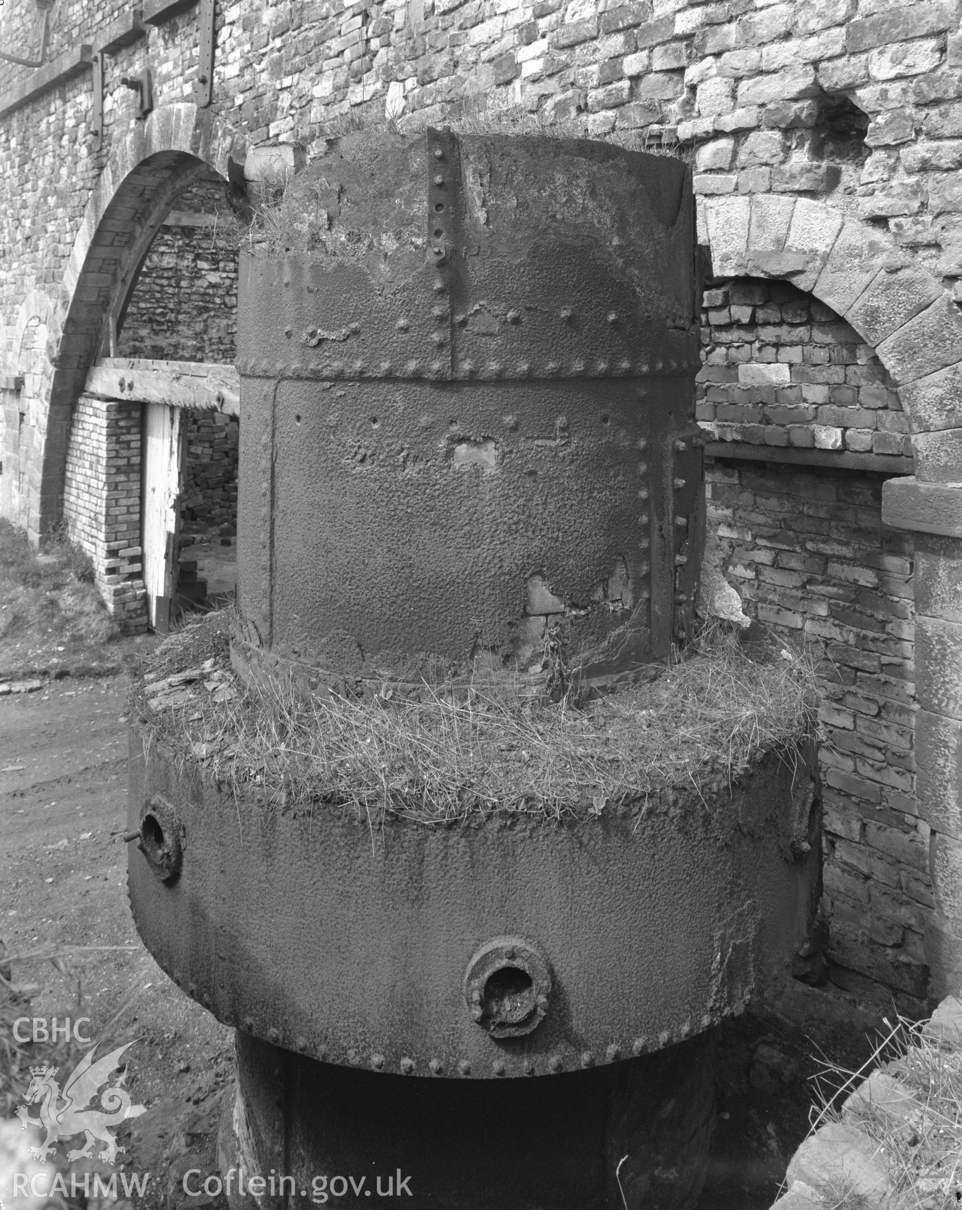 Digital copy of an acetate negative showing view of Blaenavon Ironworks taken by Department of Environment.