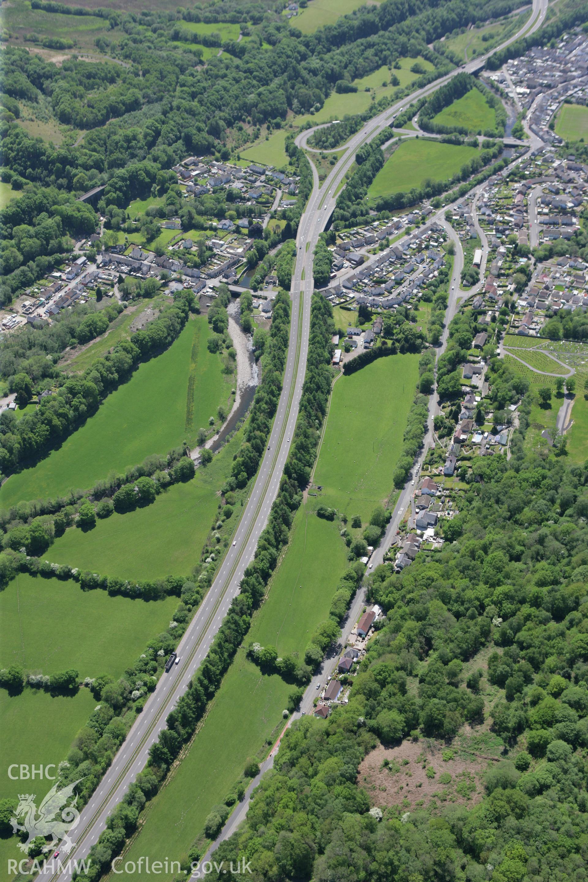 RCAHMW colour oblique photograph of Glyn Neath town. Taken by Toby Driver on 24/05/2010.