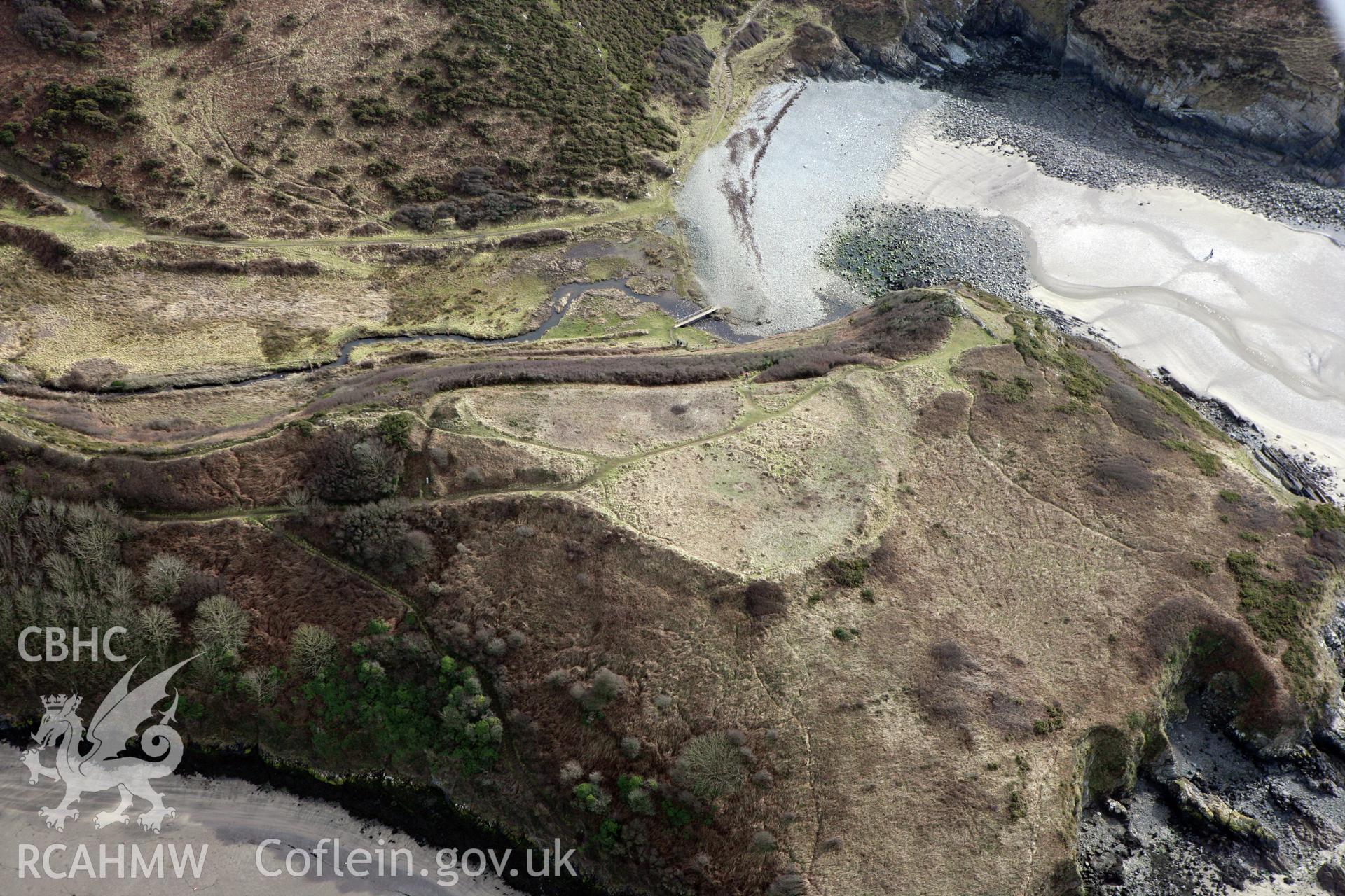 RCAHMW colour oblique aerial photograph of a promontory fort south of Solva Harbour. Taken on 02 March 2010 by Toby Driver