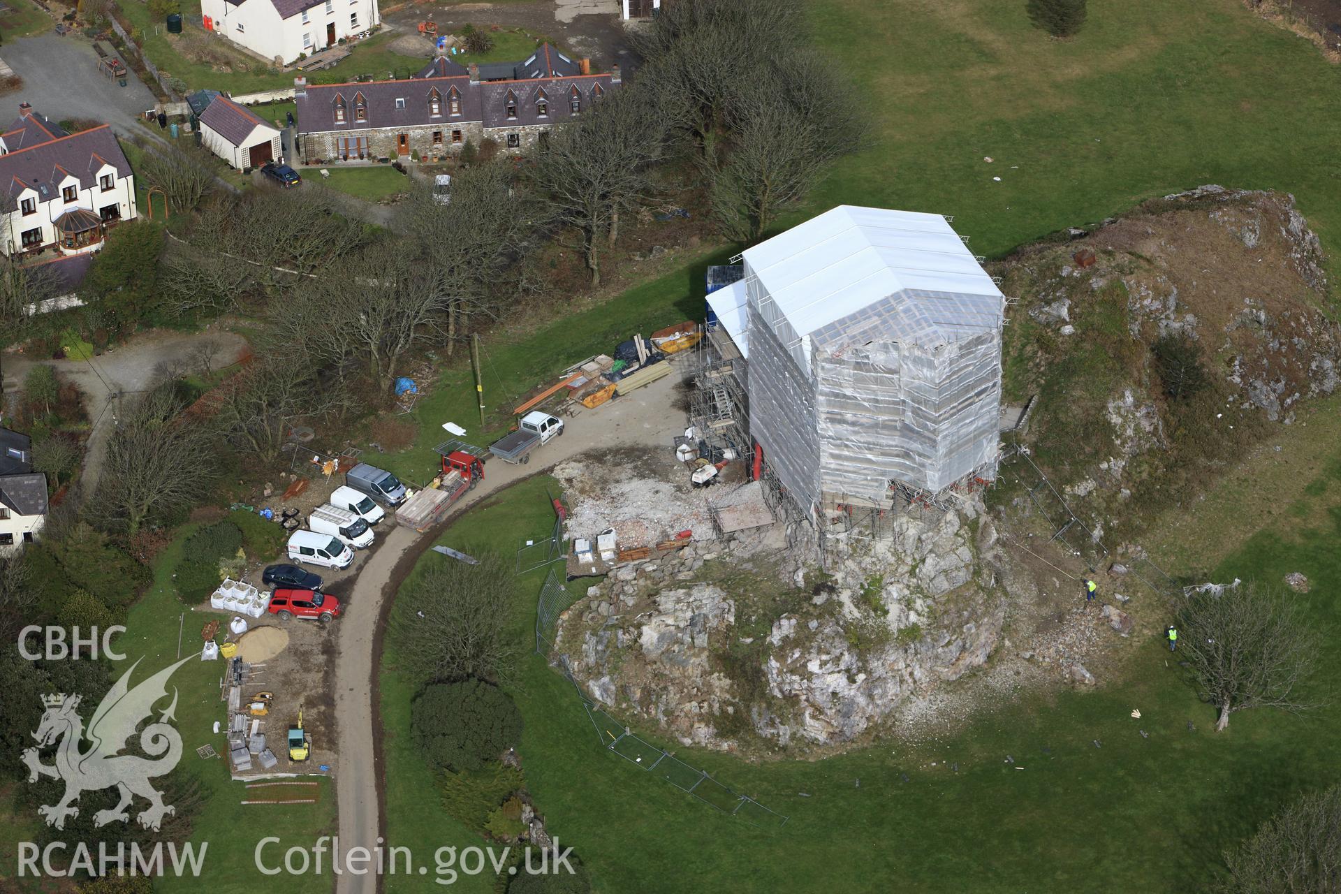 RCAHMW colour oblique aerial photograph of Roch Castle. Taken on 02 March 2010 by Toby Driver