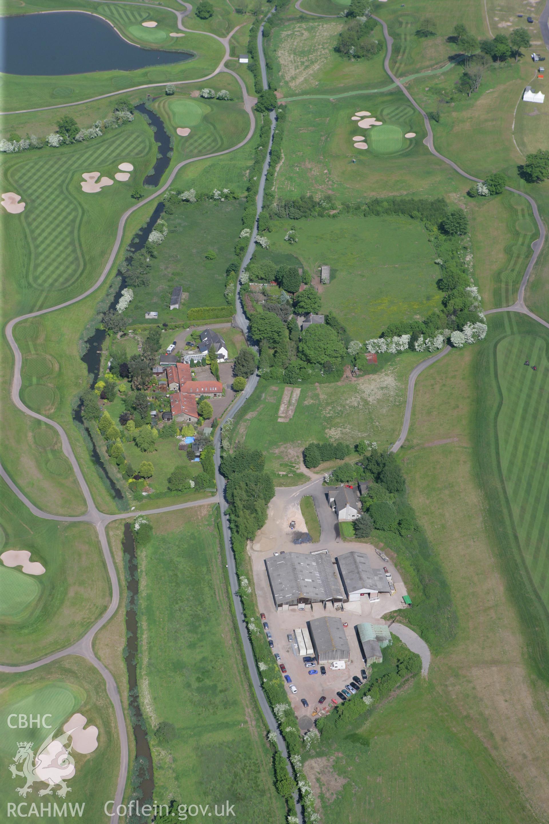 RCAHMW colour oblique photograph of Great Bulmore Roman Settlement. Taken by Toby Driver on 24/05/2010.