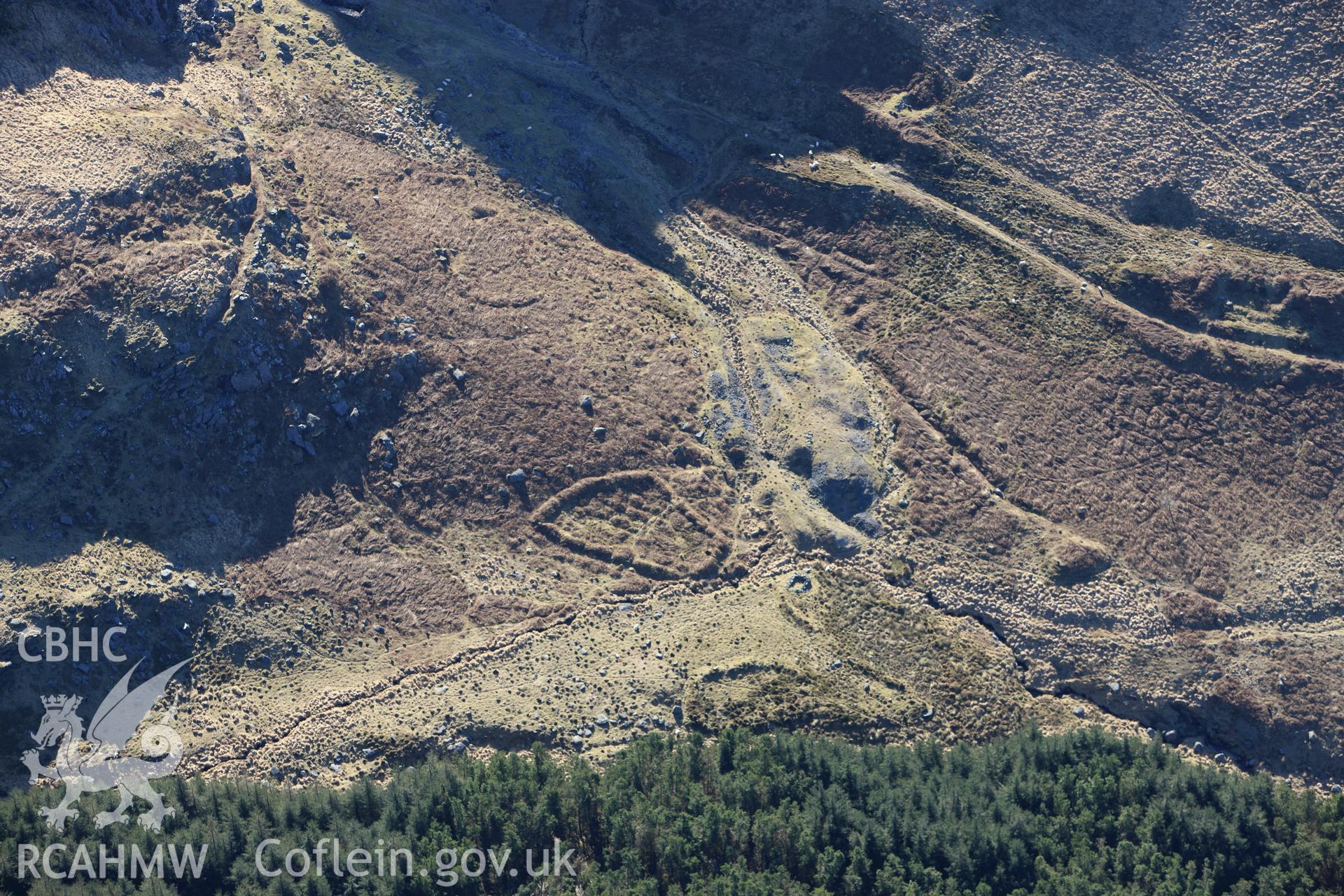 RCAHMW colour oblique photograph of Hafan lead mine (Caninog mine). Taken by Toby Driver on 08/03/2010.