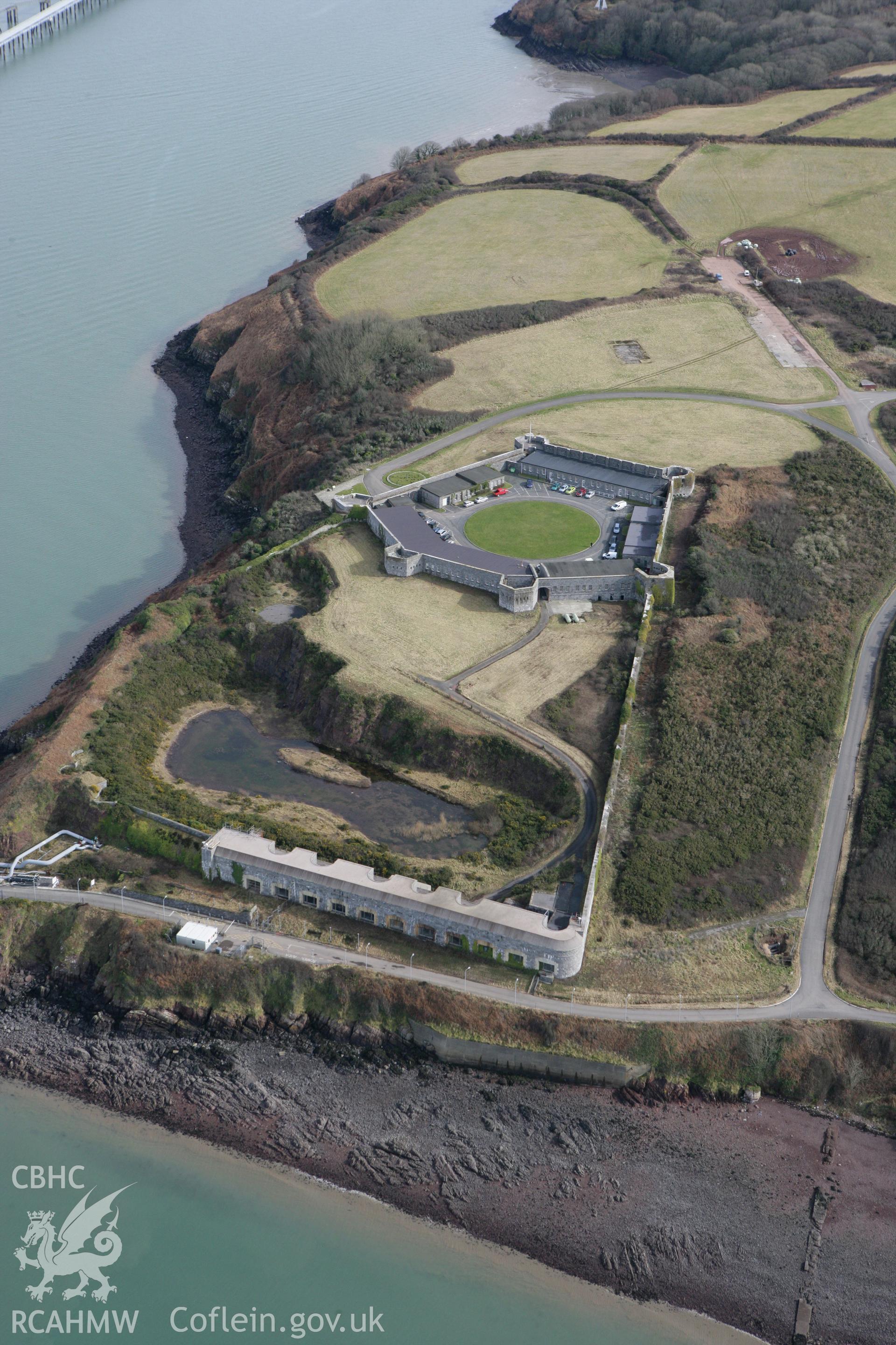 RCAHMW colour oblique aerial photograph of Fort Popton. Taken on 02 March 2010 by Toby Driver