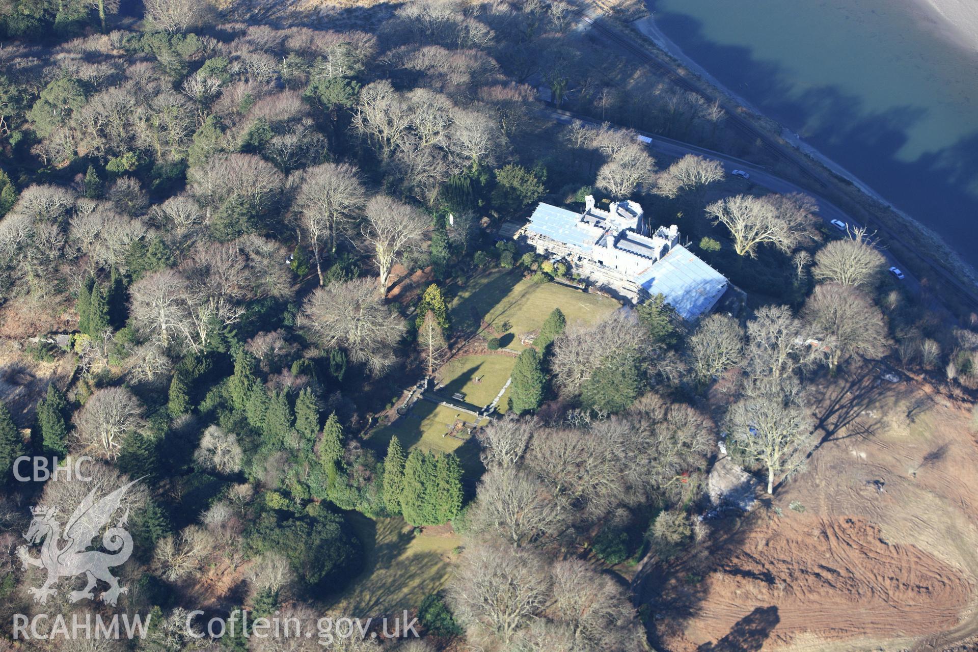 RCAHMW colour oblique photograph of Glandyfi Castle. Taken by Toby Driver on 08/03/2010.