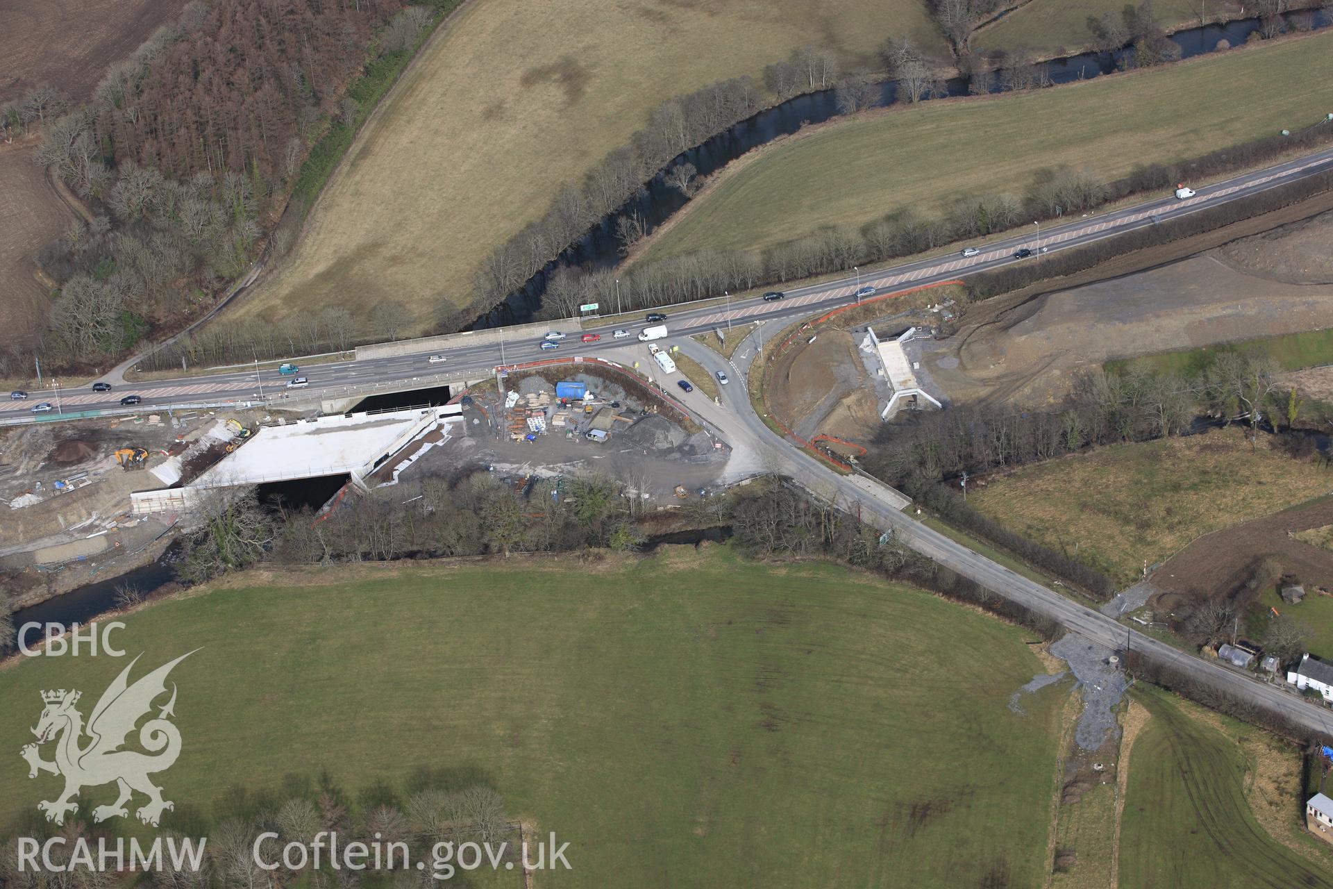 RCAHMW colour oblique photograph of Canaston Bridge, construction of bypass. Taken by Toby Driver on 02/03/2010.