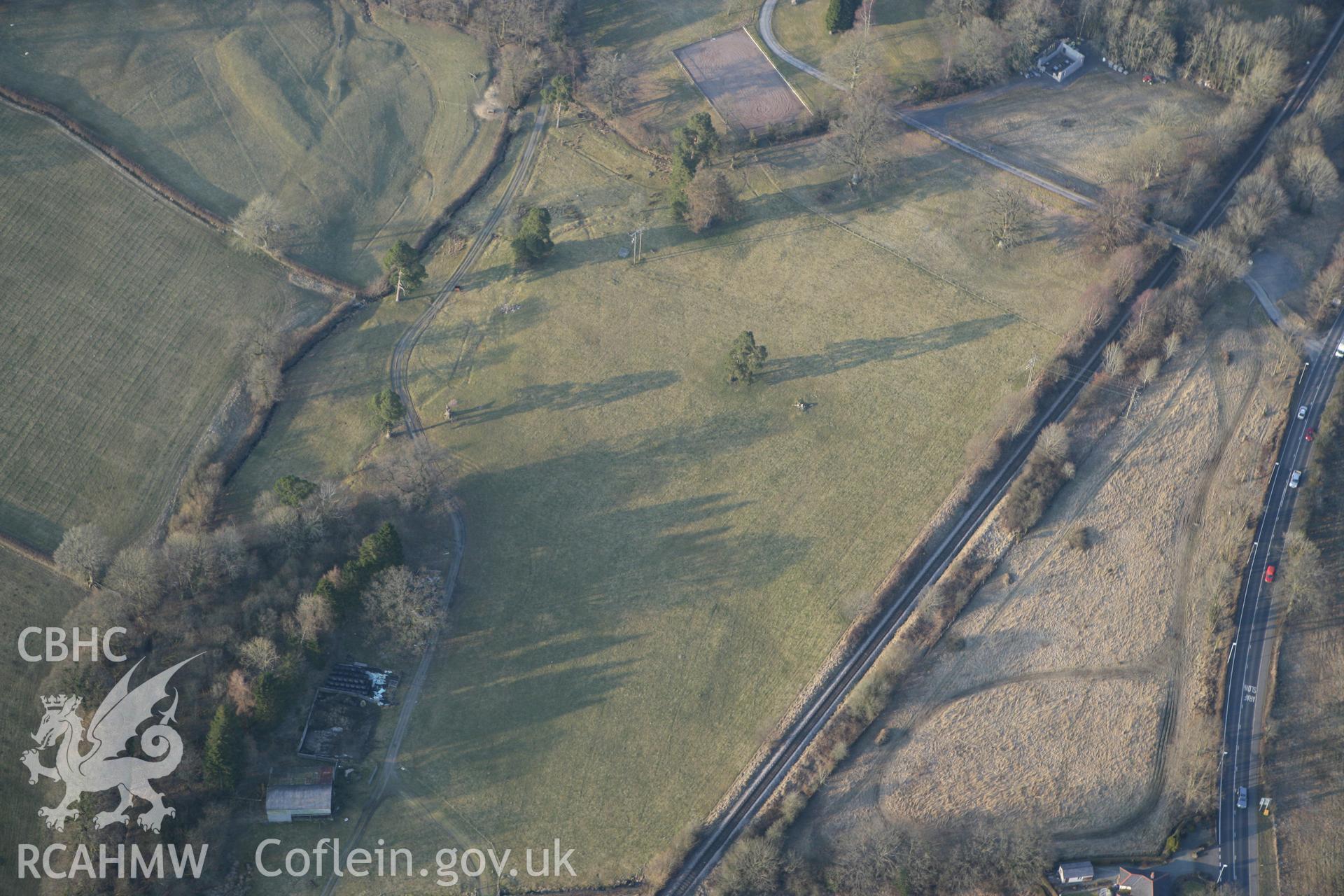 RCAHMW colour oblique photograph of Llandrindod Common Roman Camp XIX (Howie Roman Camp). Taken by Toby Driver on 11/03/2010.