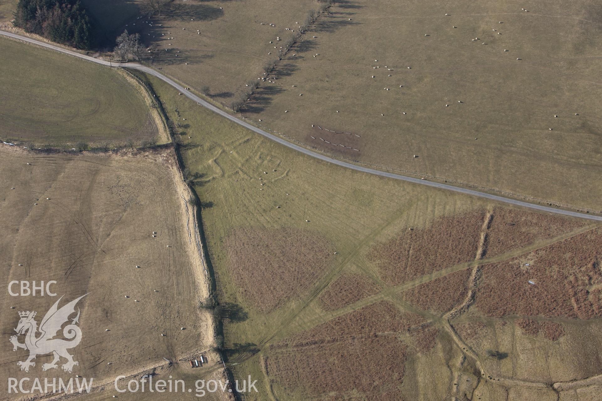 RCAHMW colour oblique photograph of Fron Top Deserted Rural Settlement. Taken by Toby Driver on 11/03/2010.