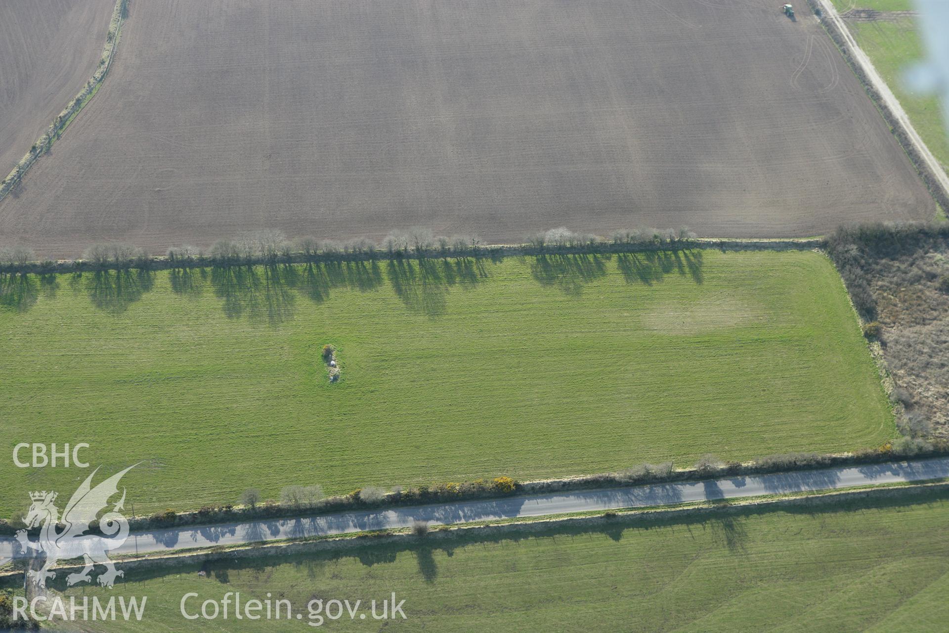 RCAHMW colour oblique aerial photograph of Castell-y-Blaidd, Clydey. Taken on 13 April 2010 by Toby Driver