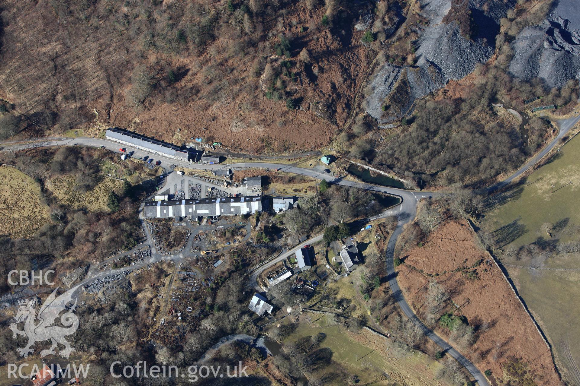 RCAHMW colour oblique photograph of Aberllefenni slate quarry. Taken by Toby Driver on 08/03/2010.