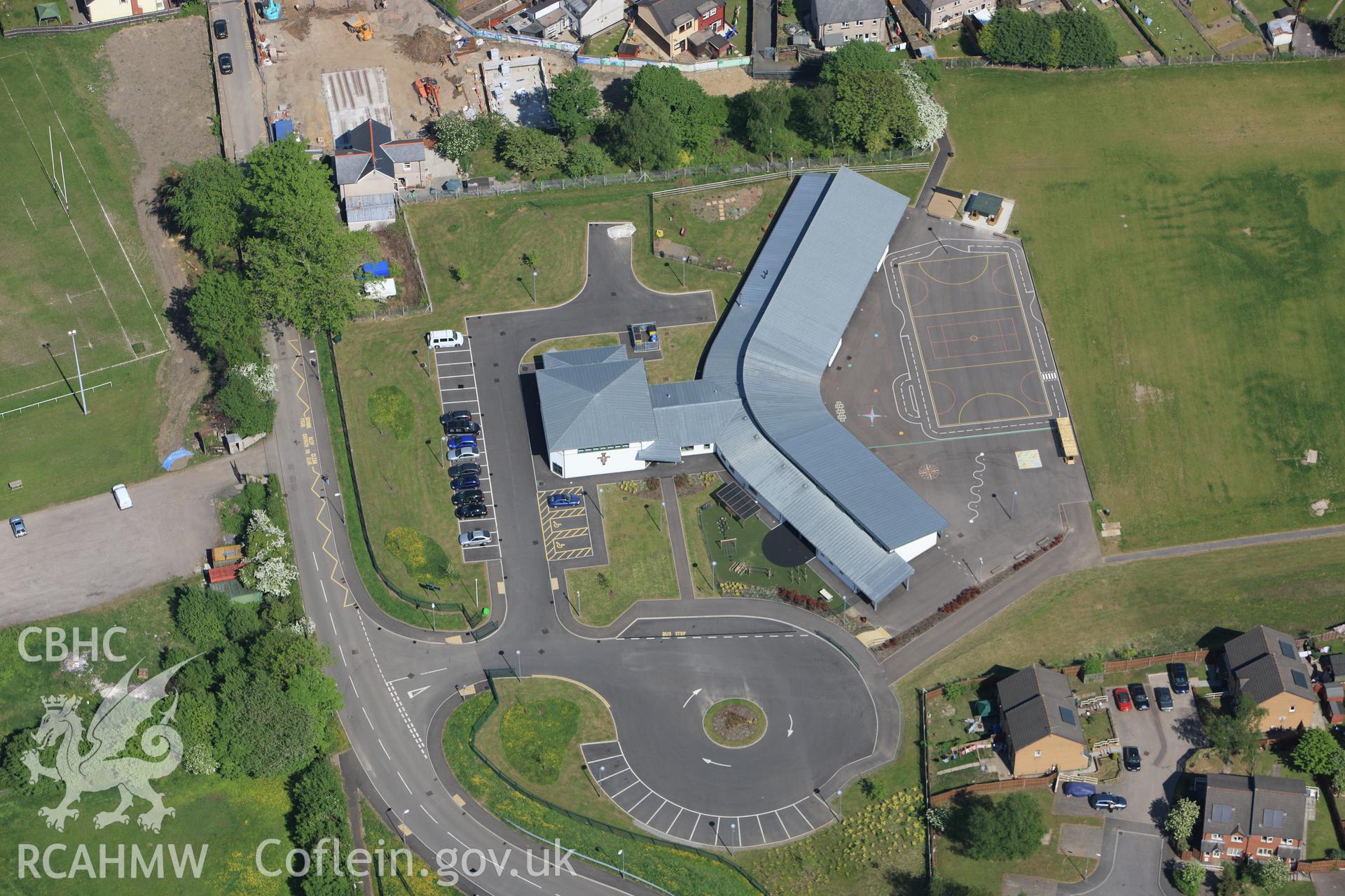 RCAHMW colour oblique photograph of Padre Pio Roman Catholic Primary School, Pontypool. Taken by Toby Driver on 24/05/2010.