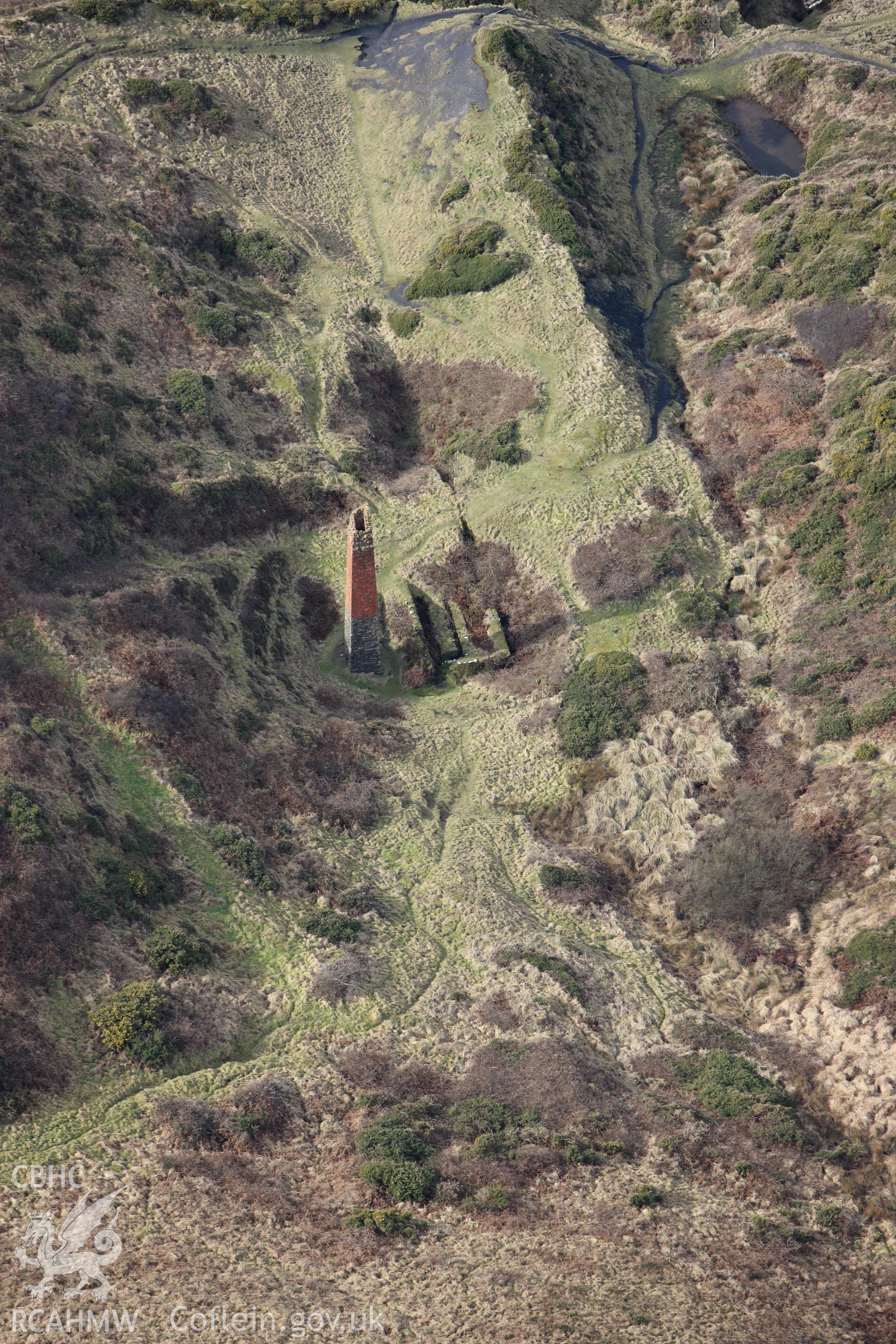RCAHMW colour oblique aerial photograph of Trefran Cliff Colliery. Taken on 02 March 2010 by Toby Driver