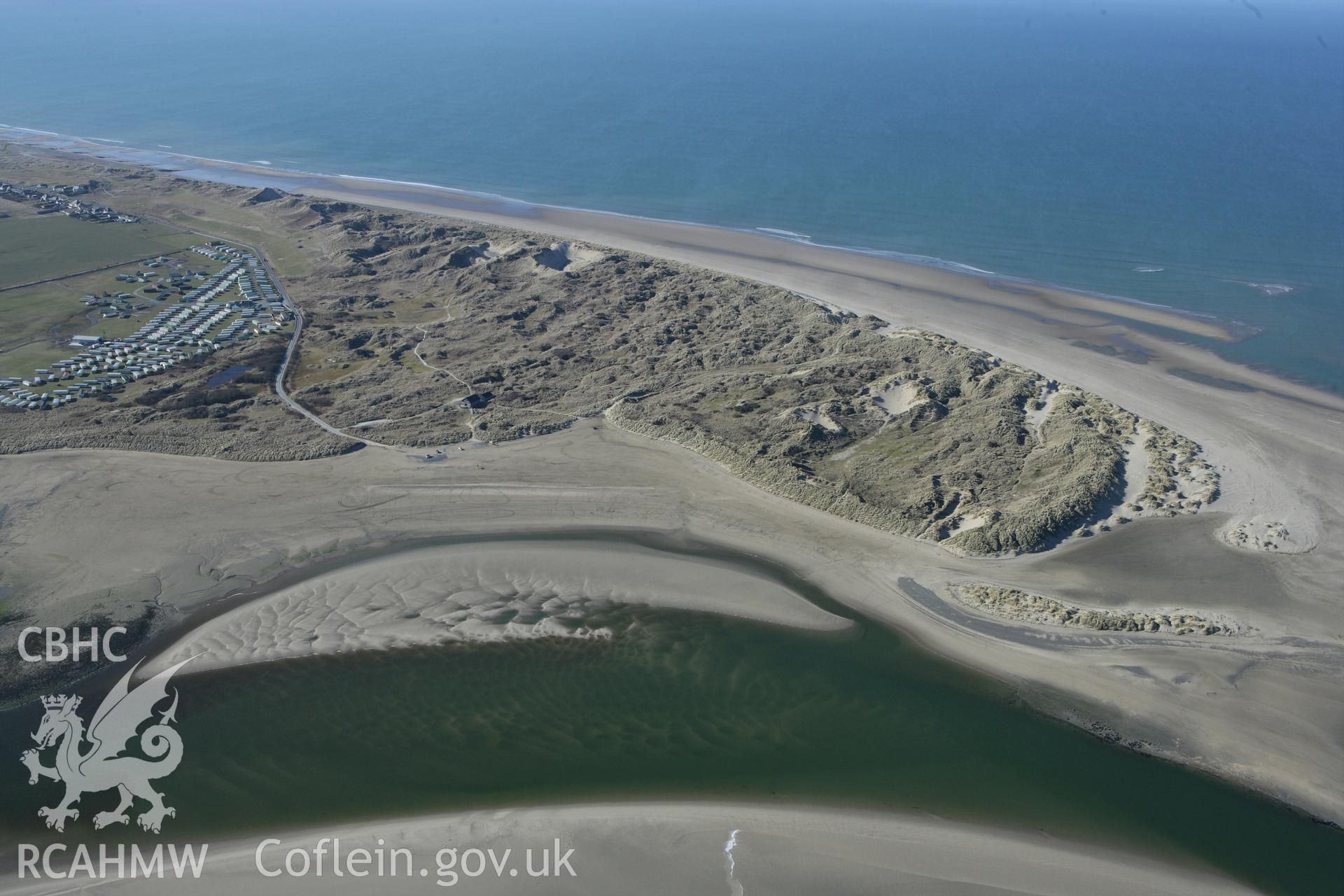 RCAHMW colour oblique photograph of Ynyslas nature reserve. Taken by Toby Driver on 08/03/2010.