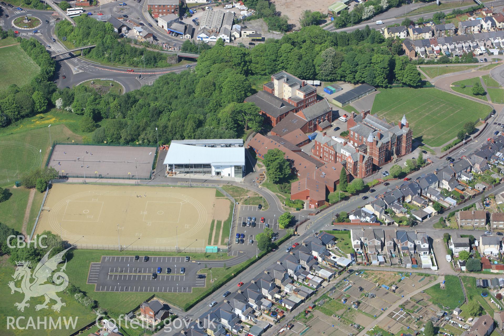 RCAHMW colour oblique photograph of West Monmouth School, Blaendare Road, Pontypool. Taken by Toby Driver on 24/05/2010.