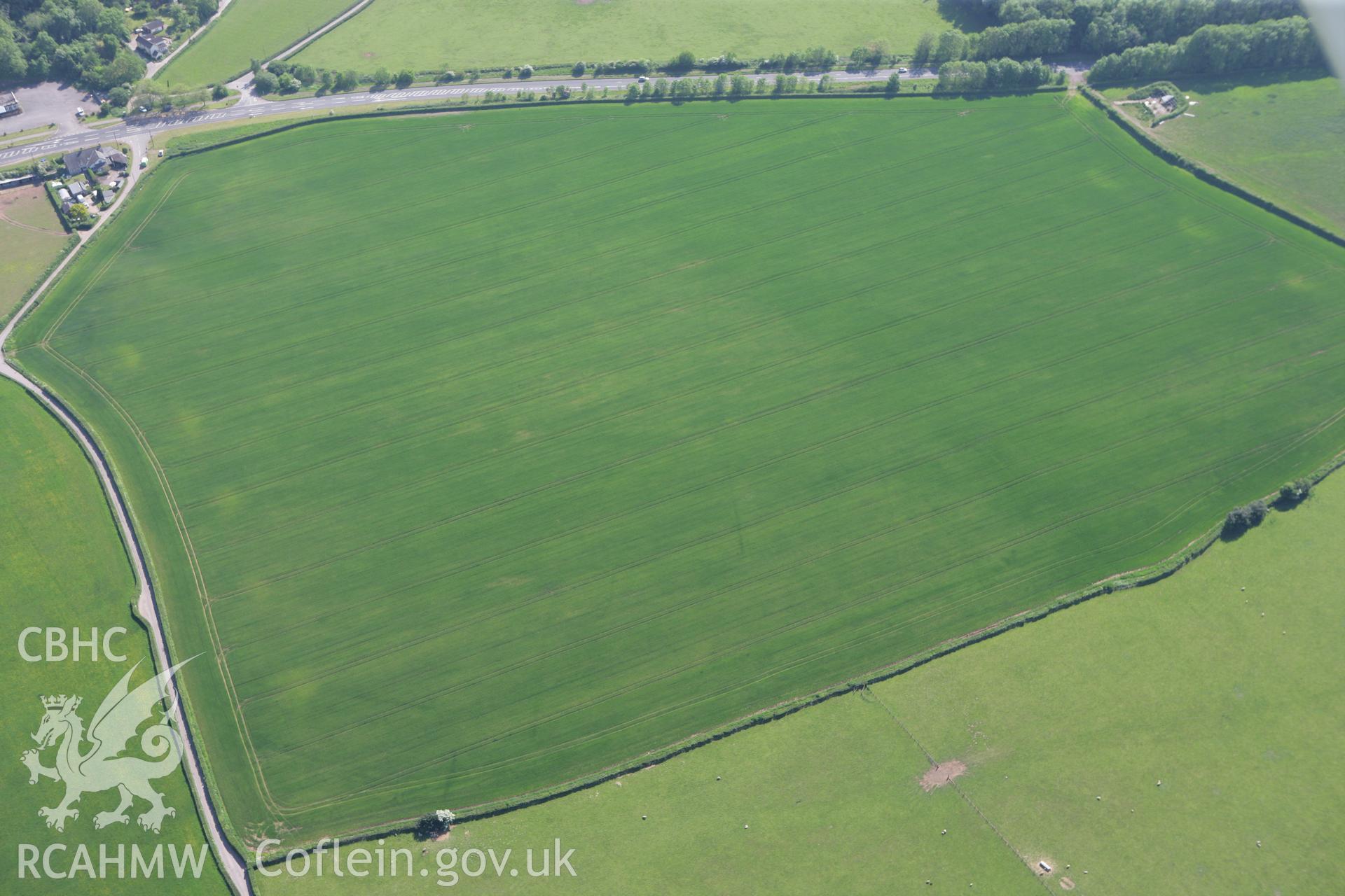 RCAHMW colour oblique photograph of Five Lanes Roman Site. Taken by Toby Driver on 24/05/2010.