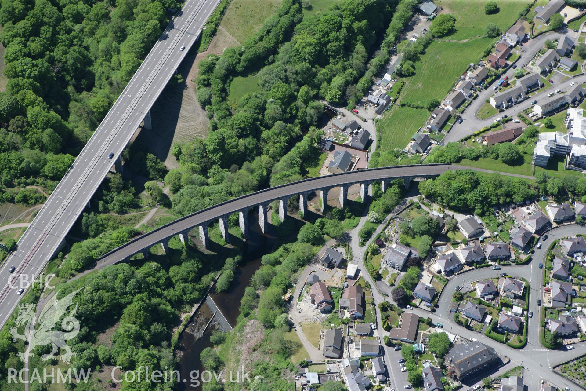 RCAHMW colour oblique photograph of Cefn-coed-y-cymmer Viaduct (Cefn Viaduct), Merthyr Tydfil. Taken by Toby Driver on 24/05/2010.