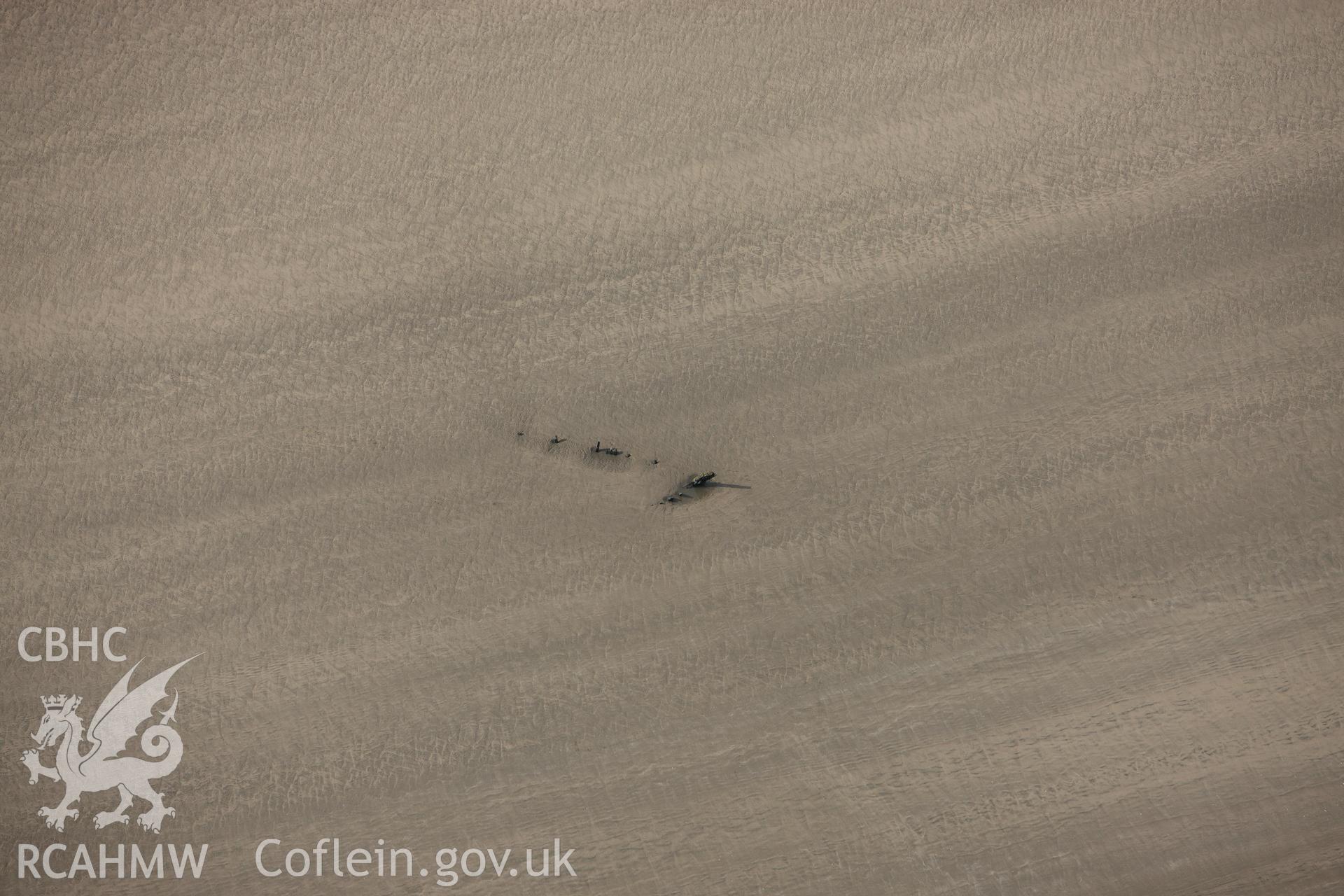 RCAHMW colour oblique photograph of Helevtia Wreck, Rhossili Bay. Taken by Toby Driver on 02/03/2010.