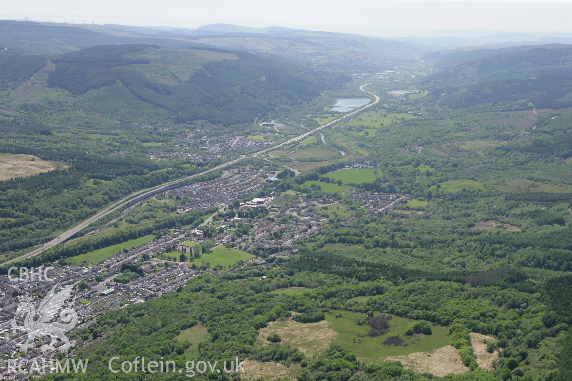 RCAHMW colour oblique photograph of Glyn Neath town. Taken by Toby Driver on 24/05/2010.