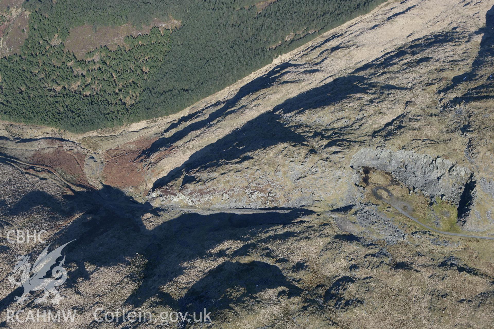 RCAHMW colour oblique photograph of Hafan lead mine (Caninog mine). Taken by Toby Driver on 08/03/2010.