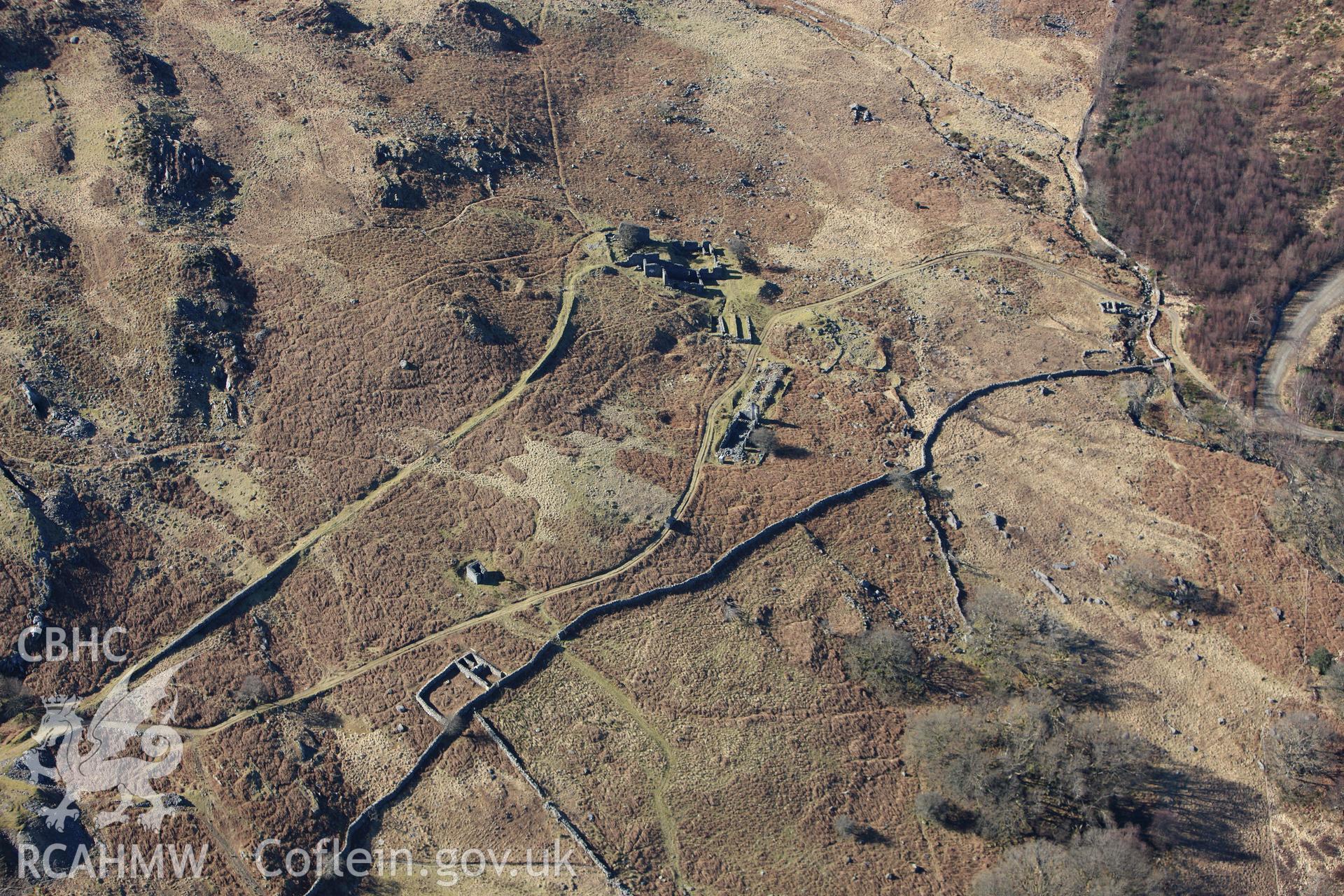 RCAHMW colour oblique photograph of Berth-Llwyd and Cefn Coch gold mining complex. Taken by Toby Driver on 08/03/2010.