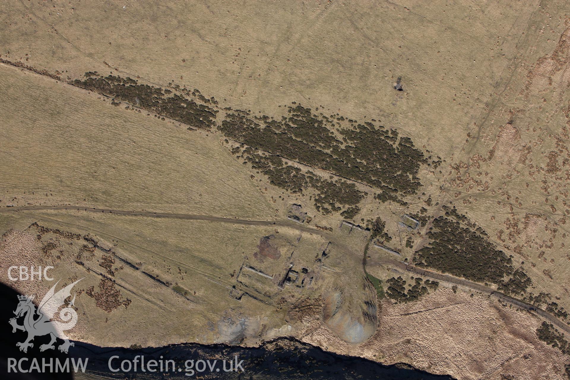 RCAHMW colour oblique photograph of Blaen Ceulan lead mine. Taken by Toby Driver on 08/03/2010.